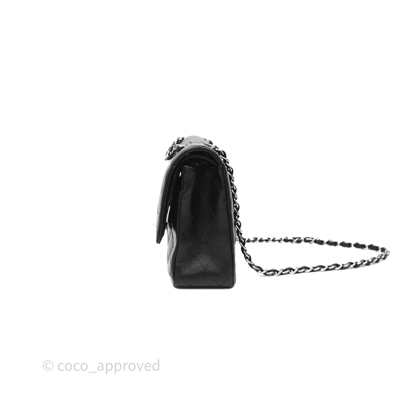 Chanel Classic M/L Medium Flap Quilted Black Caviar Silver Hardware