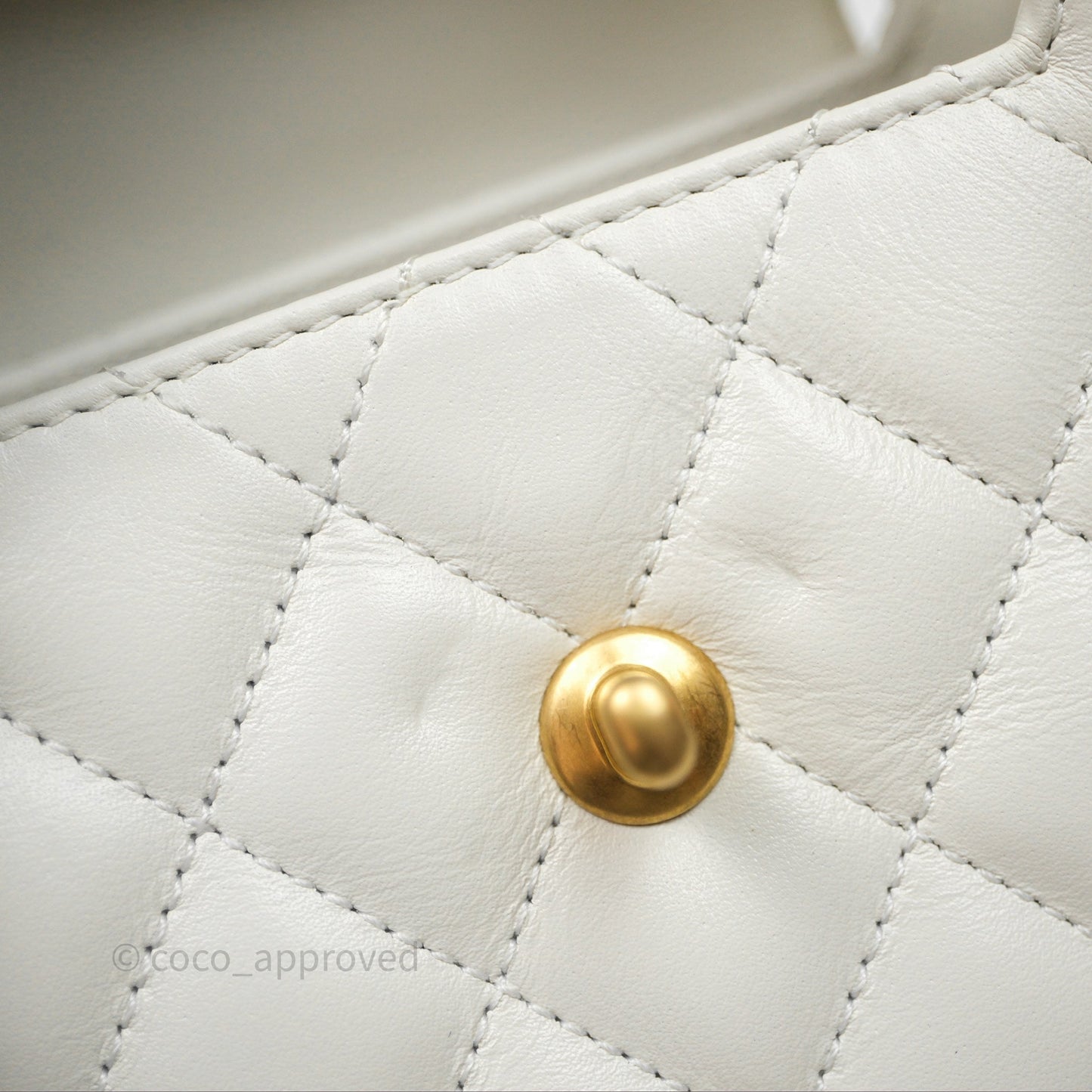 Chanel Kelly Bag Quilted White Calfskin Aged Gold Hardware