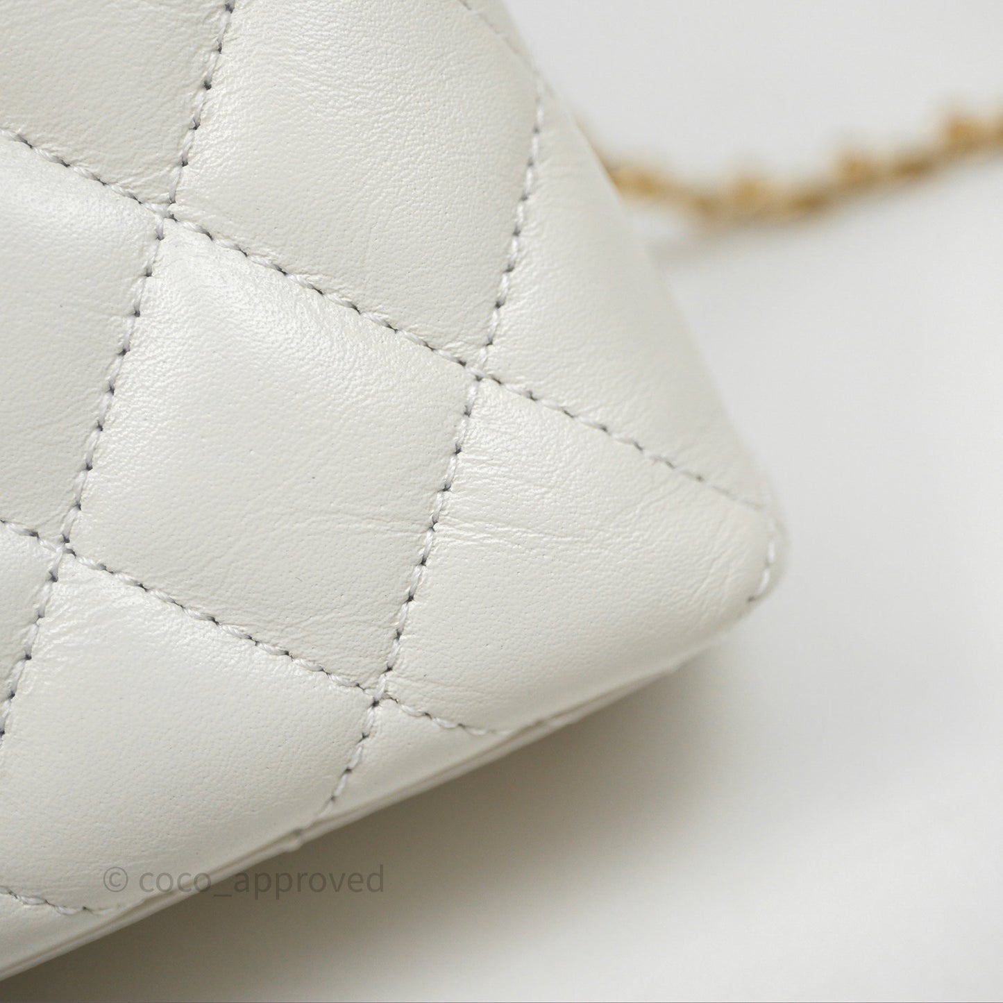 Chanel Kelly Bag Quilted White Calfskin Aged Gold Hardware