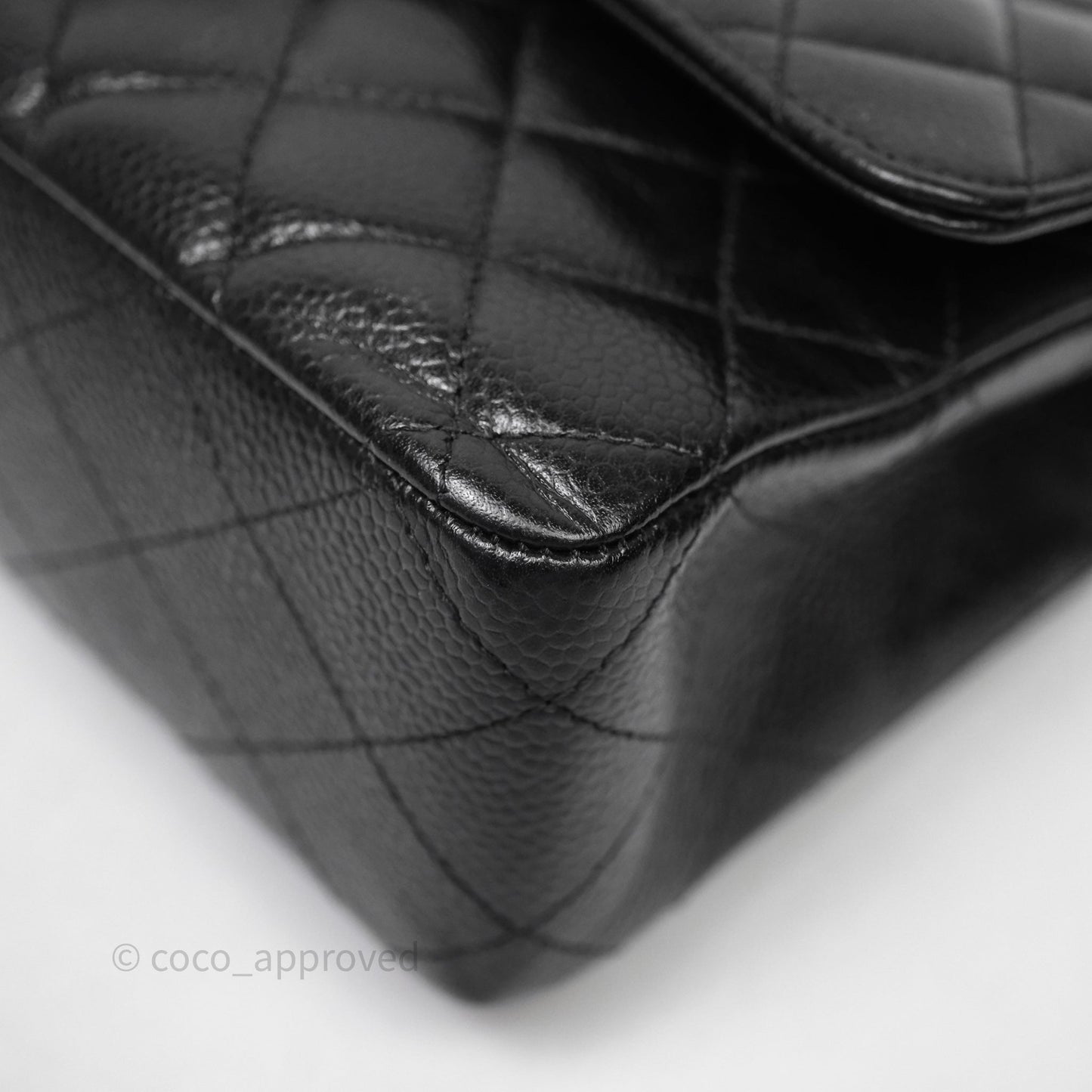 Chanel Classic M/L Medium Flap Quilted Black Caviar Silver Hardware