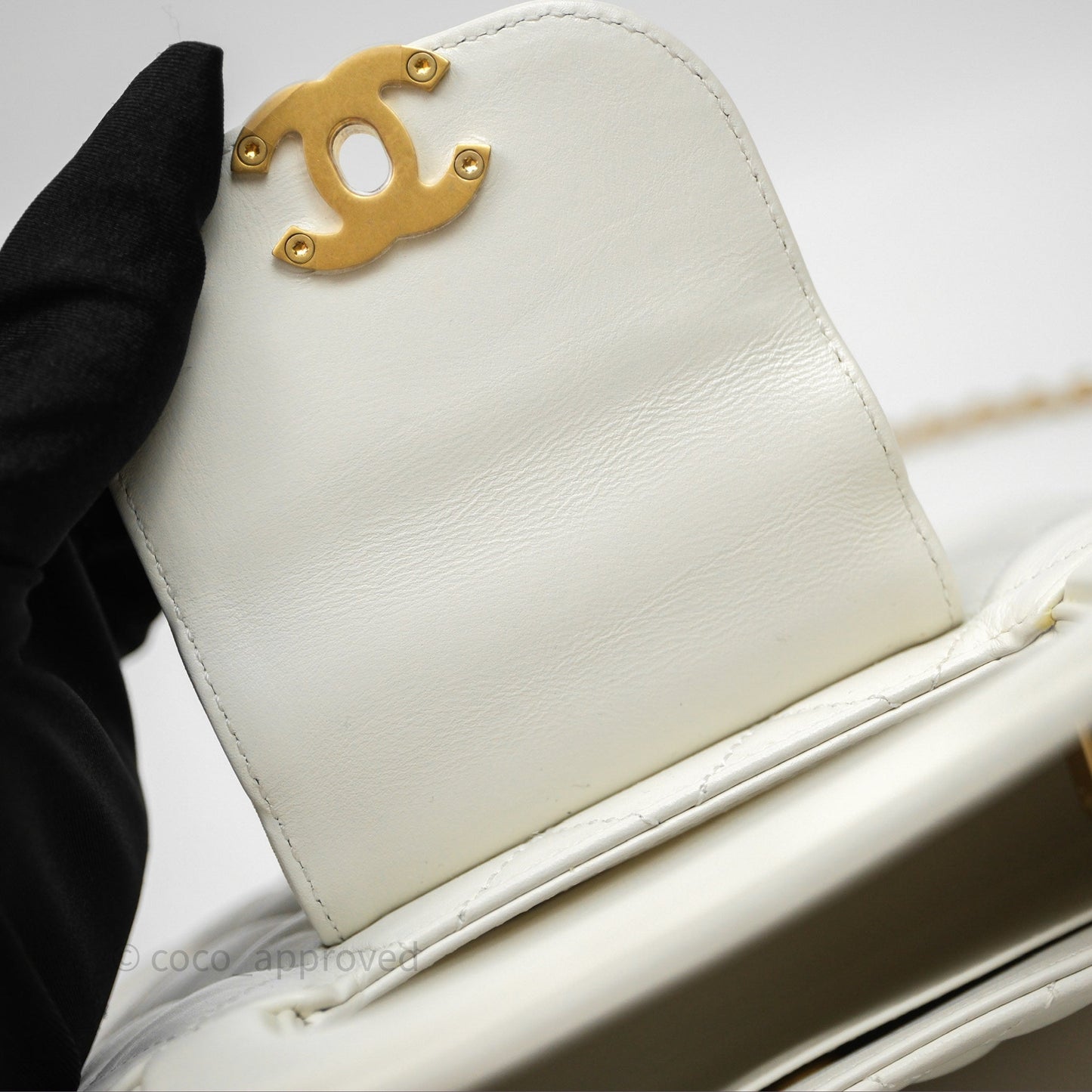 Chanel Kelly Bag Quilted White Calfskin Aged Gold Hardware