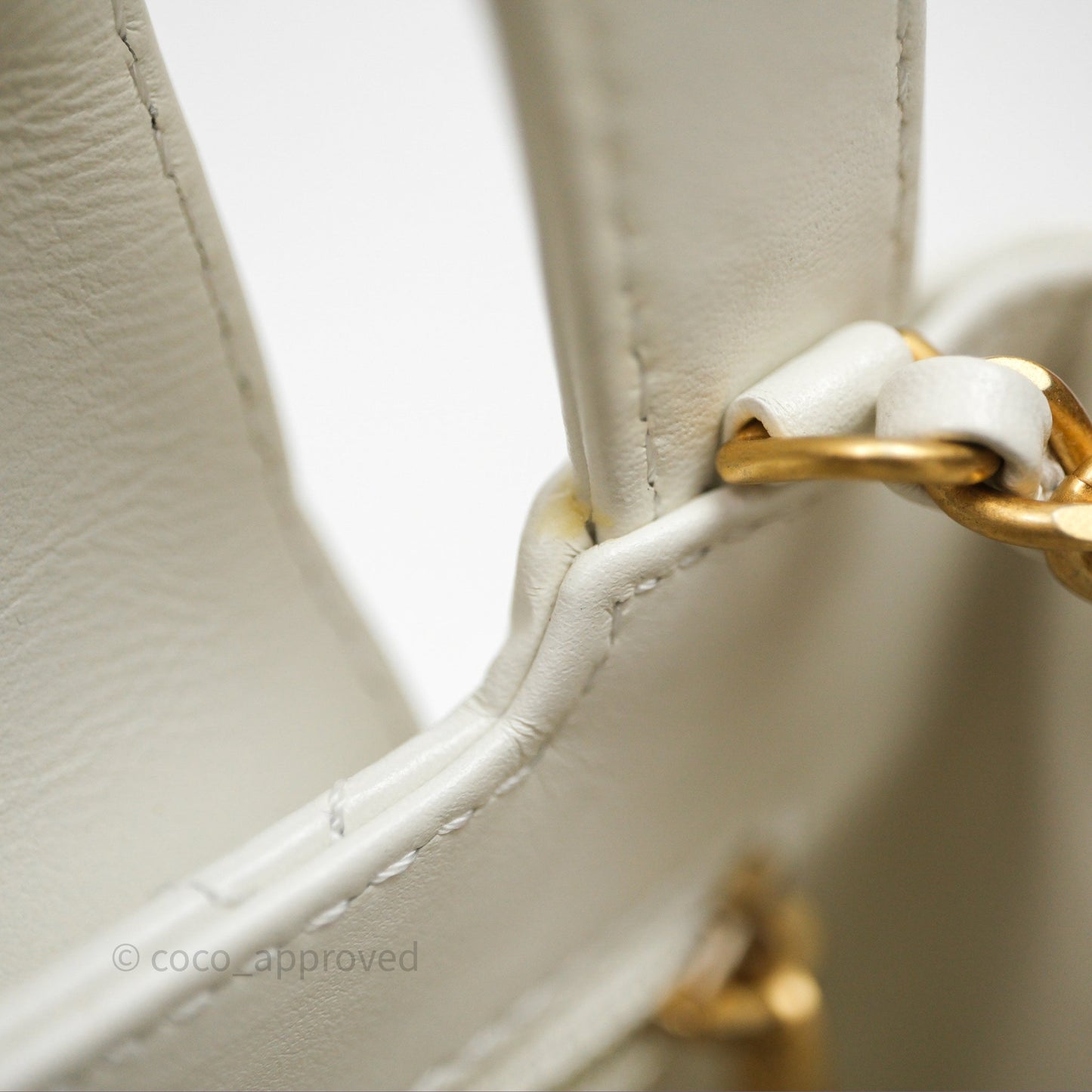 Chanel Kelly Bag Quilted White Calfskin Aged Gold Hardware