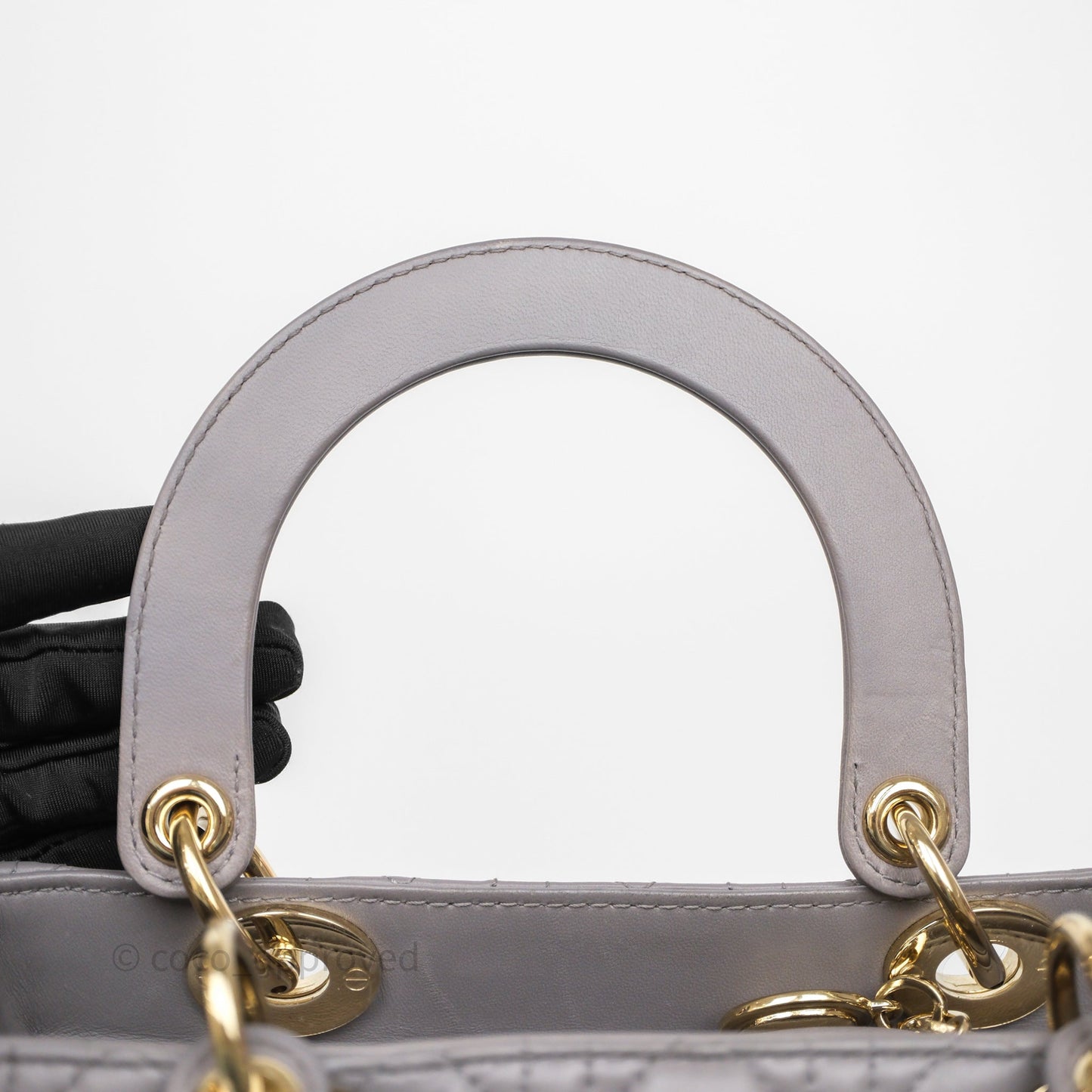 Christian Dior Medium Lady Dior Grey Lambskin Gold Hardware
