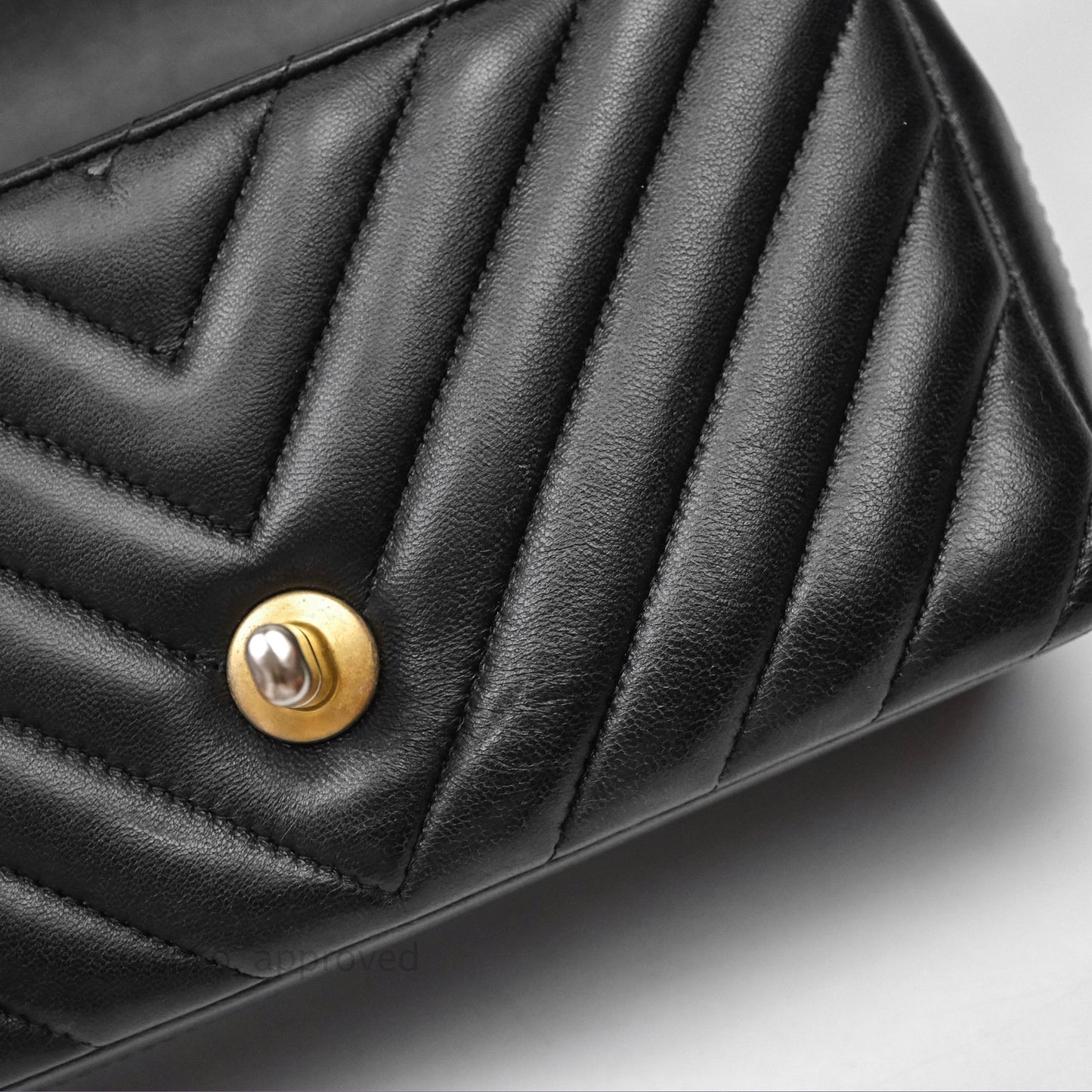 Chanel Mini Rectangular Chevron Black Lambskin Aged Gold Hardware