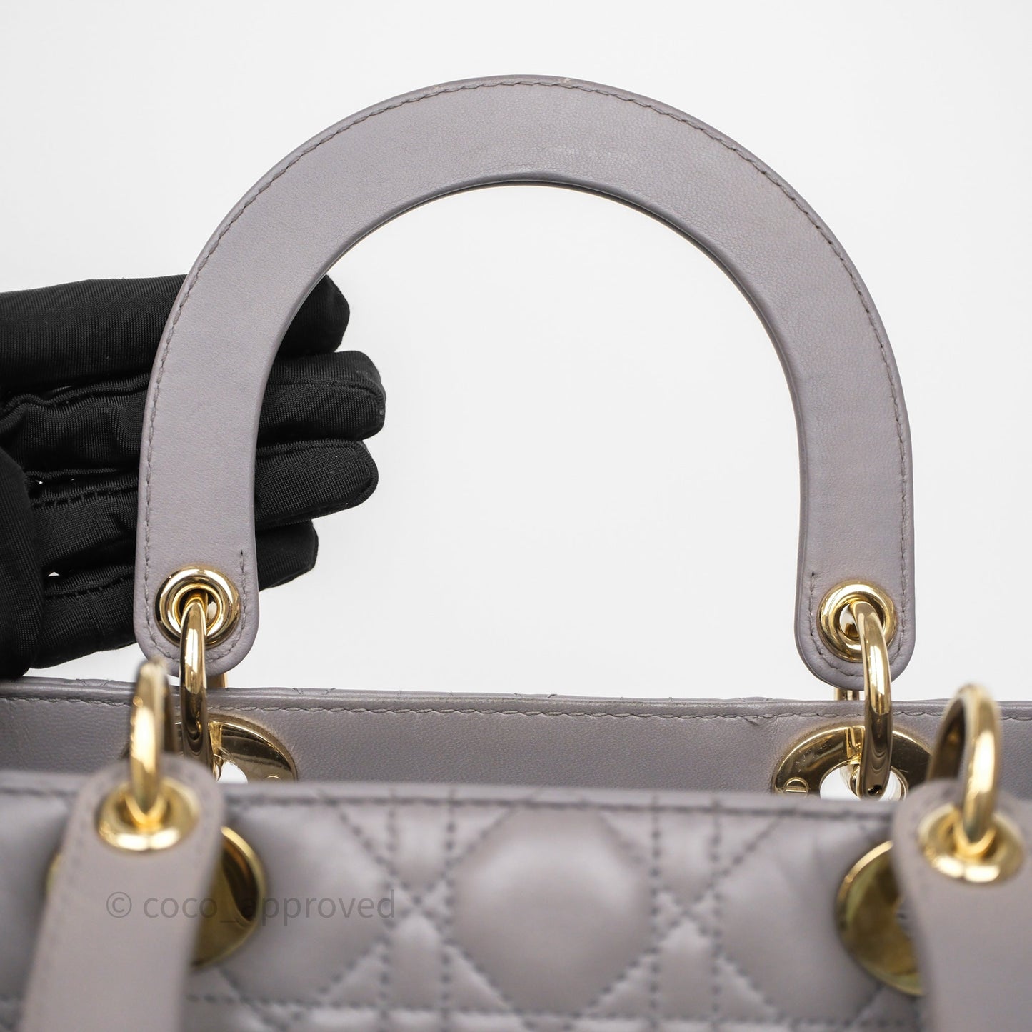 Christian Dior Medium Lady Dior Grey Lambskin Gold Hardware