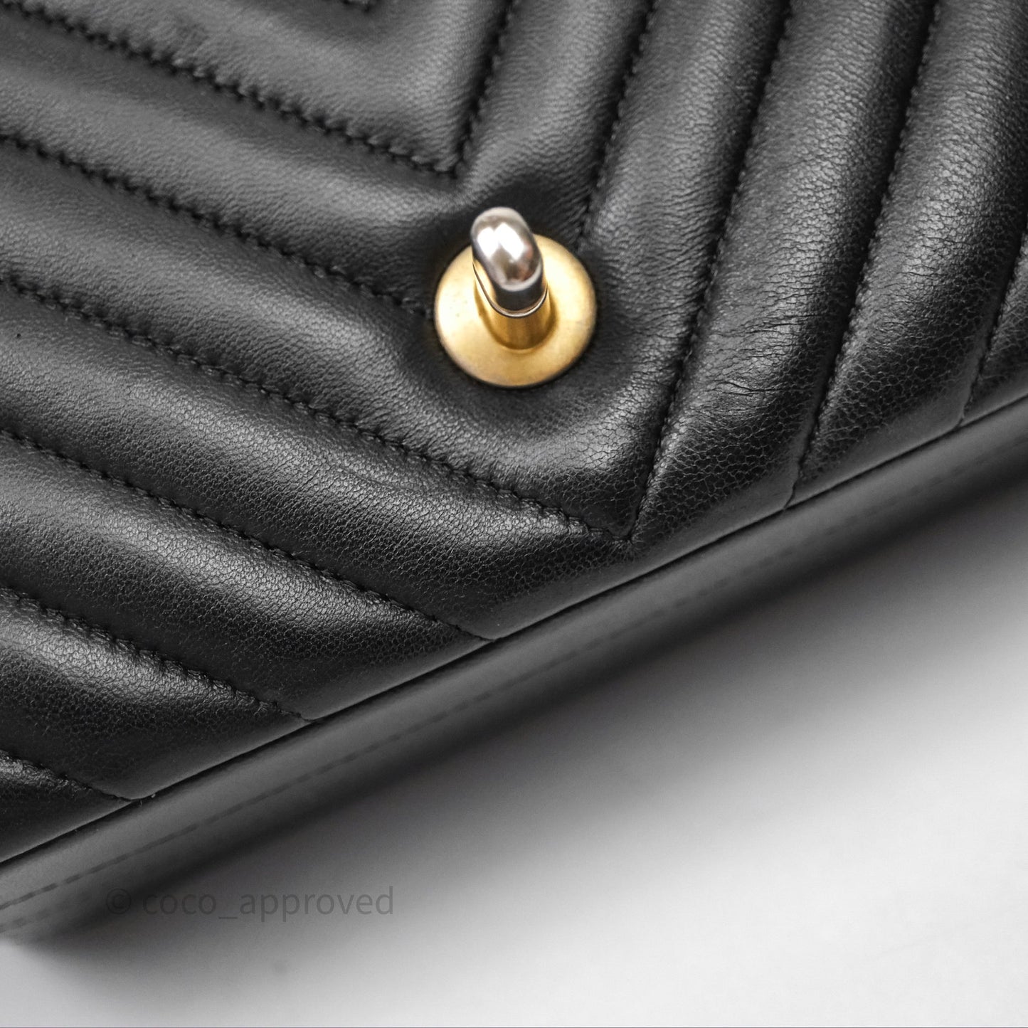Chanel Mini Rectangular Chevron Black Lambskin Aged Gold Hardware