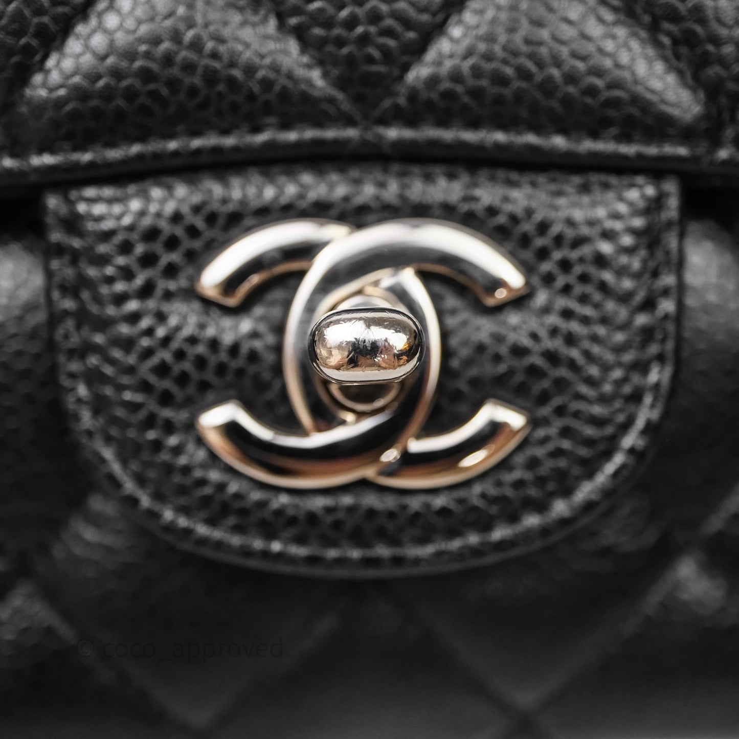 Chanel Classic M/L Medium Flap Quilted Black Caviar Silver Hardware