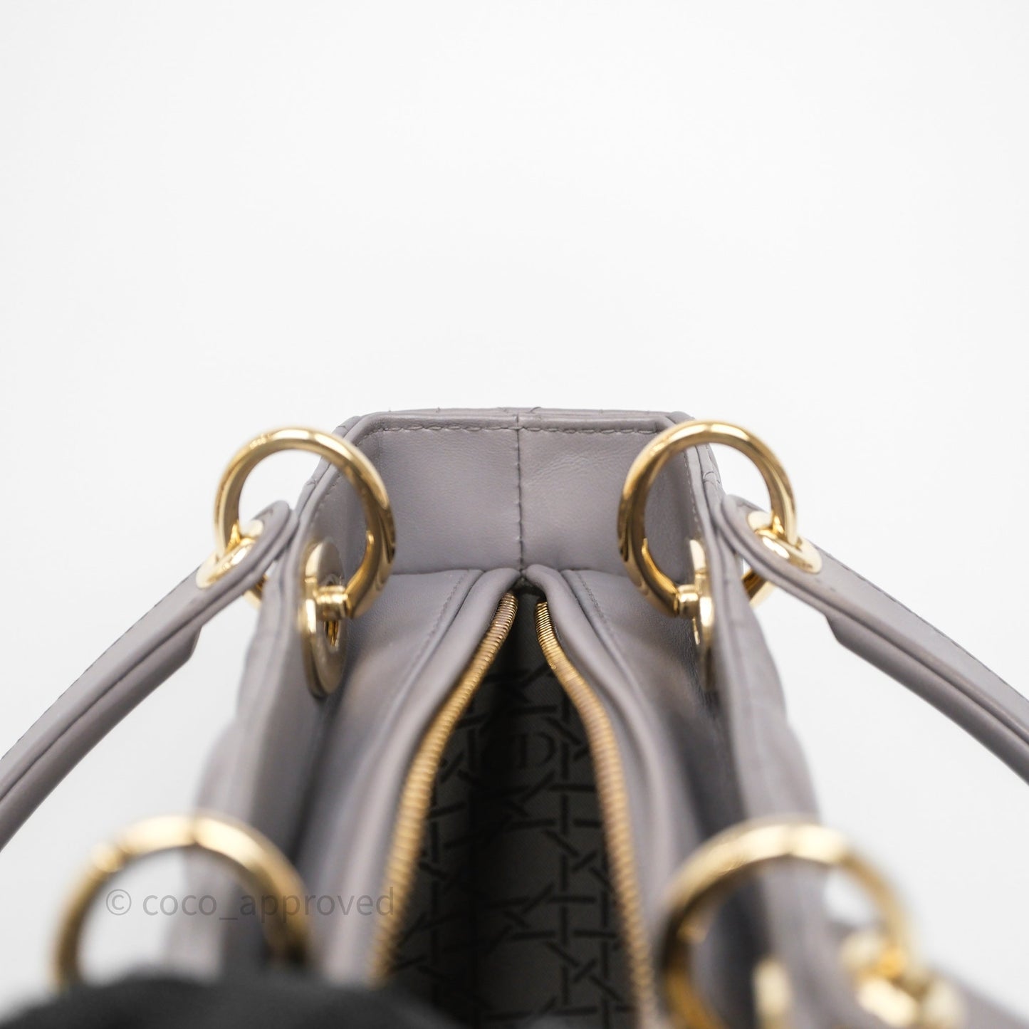 Christian Dior Medium Lady Dior Grey Lambskin Gold Hardware