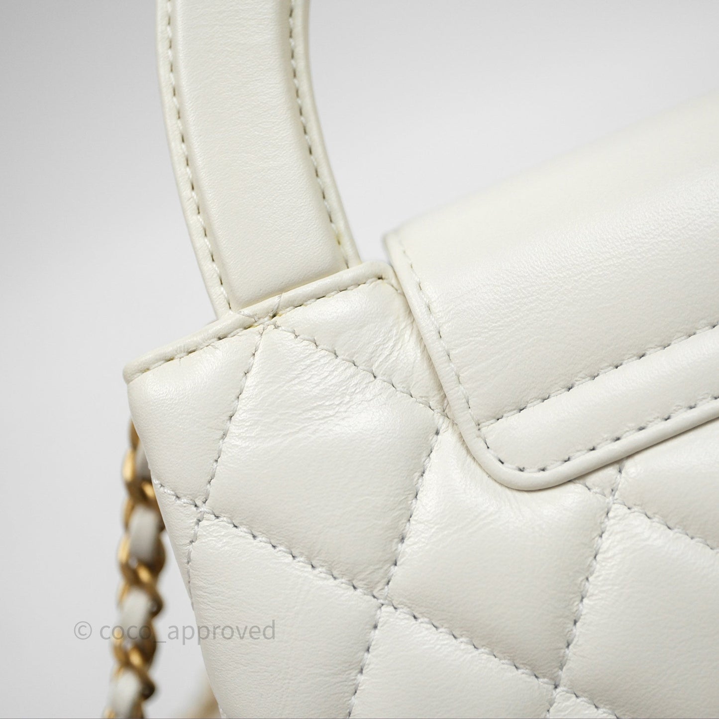 Chanel Kelly Bag Quilted White Calfskin Aged Gold Hardware