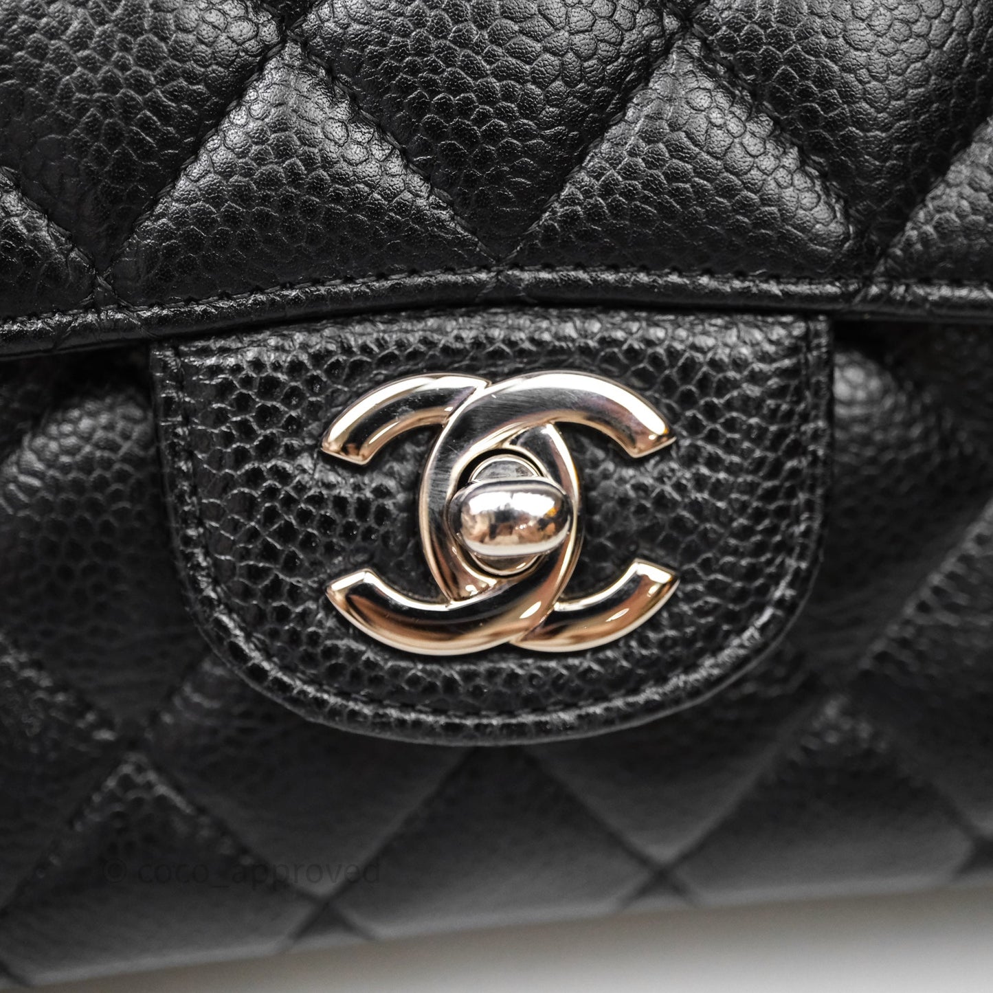 Chanel Classic M/L Medium Flap Quilted Black Caviar Silver Hardware