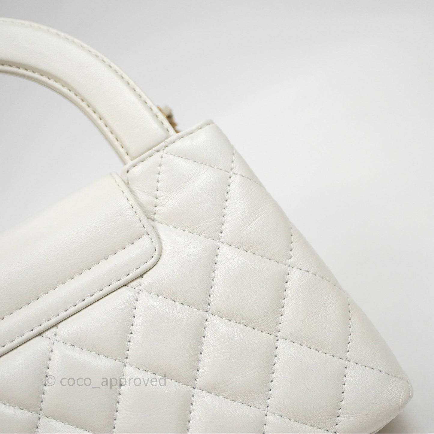 Chanel Kelly Bag Quilted White Calfskin Aged Gold Hardware