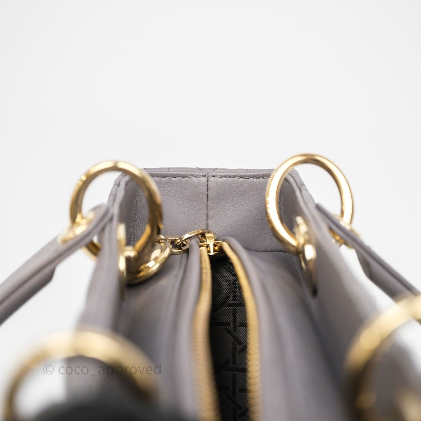 Christian Dior Medium Lady Dior Grey Lambskin Gold Hardware