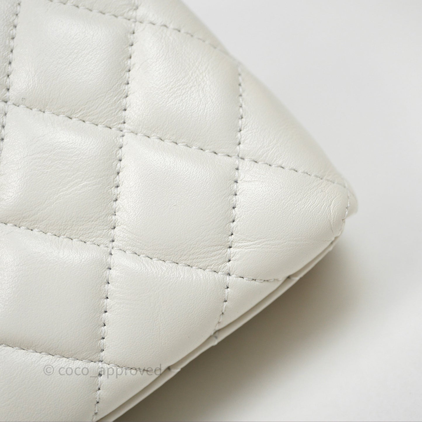 Chanel Kelly Bag Quilted White Calfskin Aged Gold Hardware