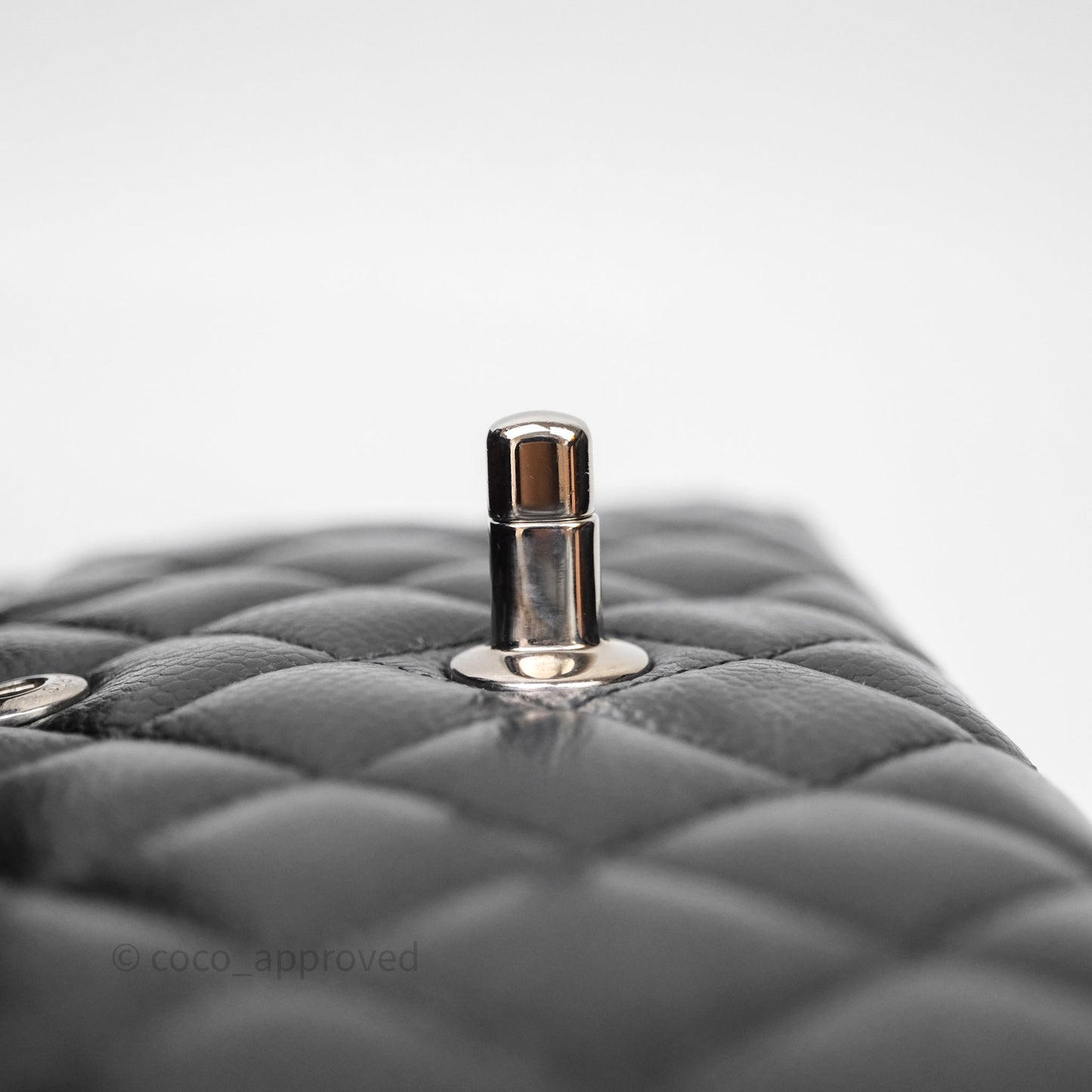 Chanel Classic M/L Medium Flap Quilted Black Caviar Silver Hardware