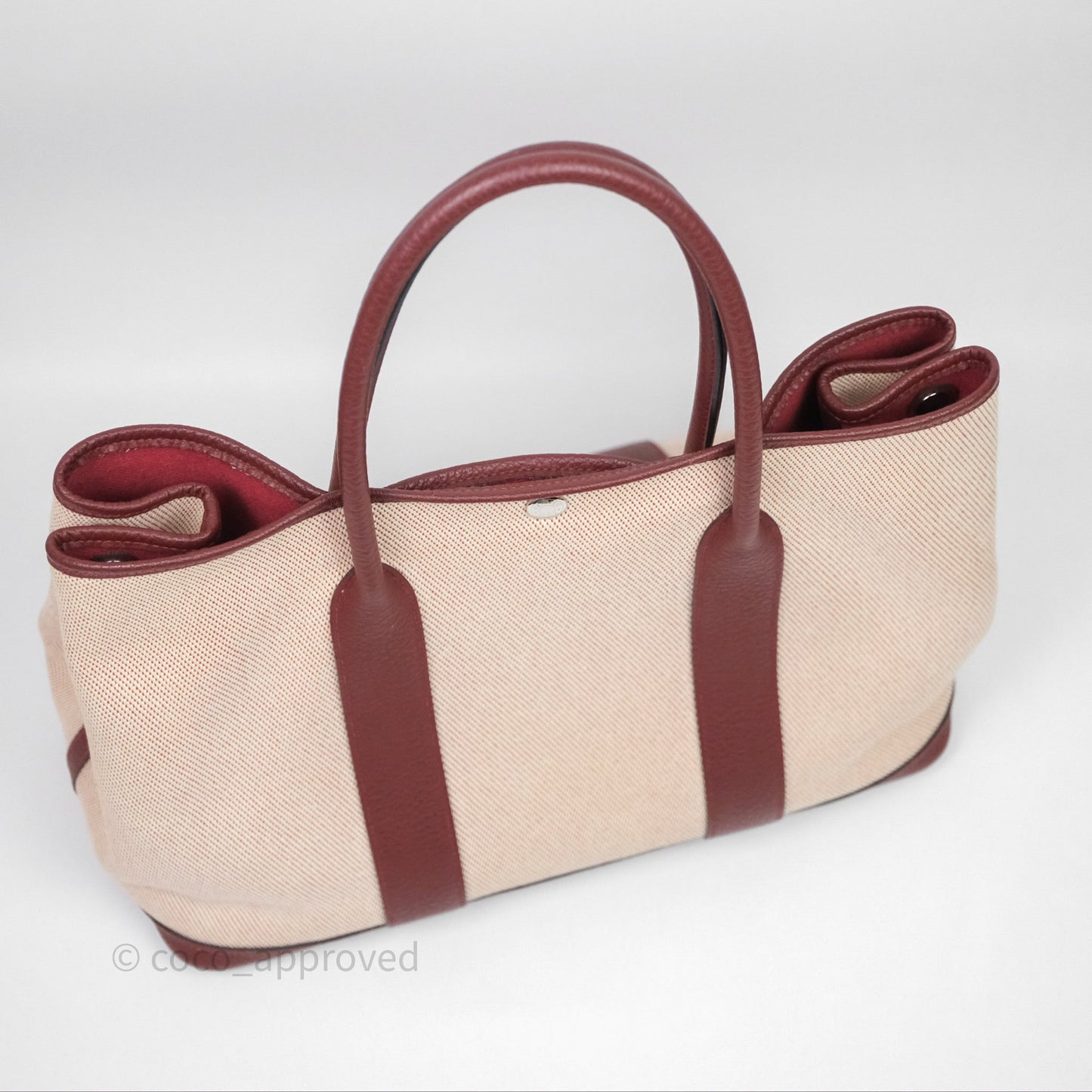 Hermes Garden Party 36 Ecru/ Rouge H 55 Palladium Hardware