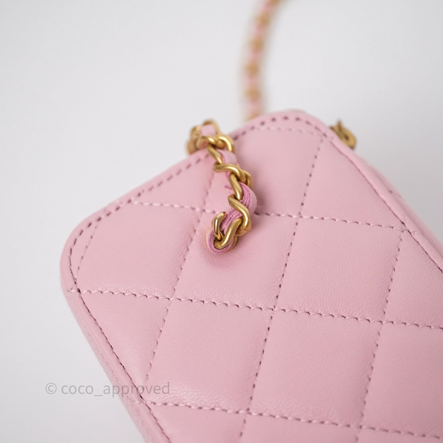 Chanel Vanity with Enamel CC Adjustable Chain Pink Lambskin Aged Gold Hardware