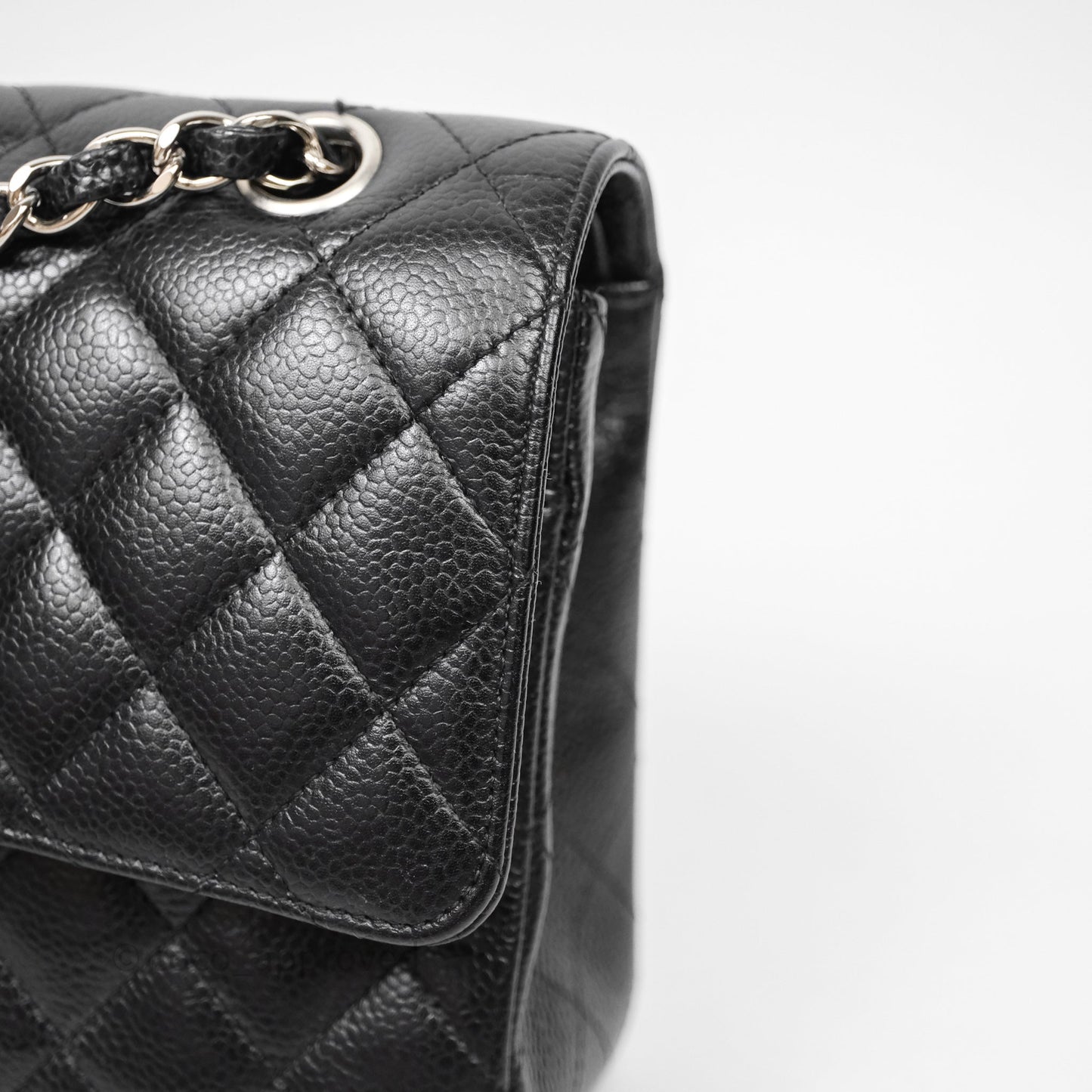 Chanel Classic M/L Medium Flap Quilted Black Caviar Silver Hardware