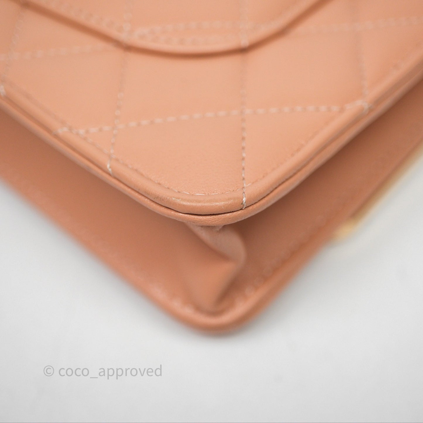 Chanel Quilted Frame Wallet On Chain WOC Beige Lambskin Rose Gold Hardware
