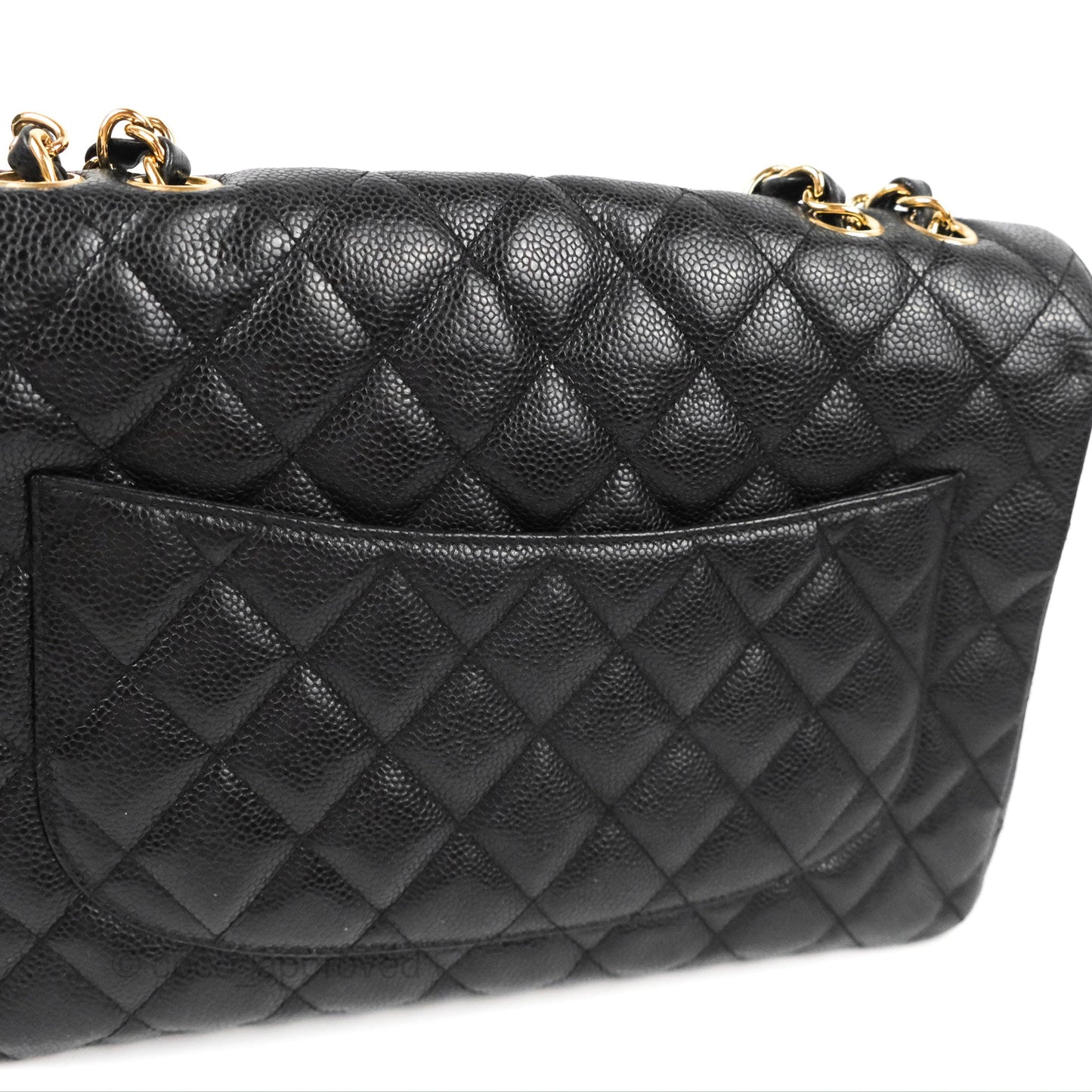 Chanel Jumbo Single Flap Black Caviar 24K Gold Hardware