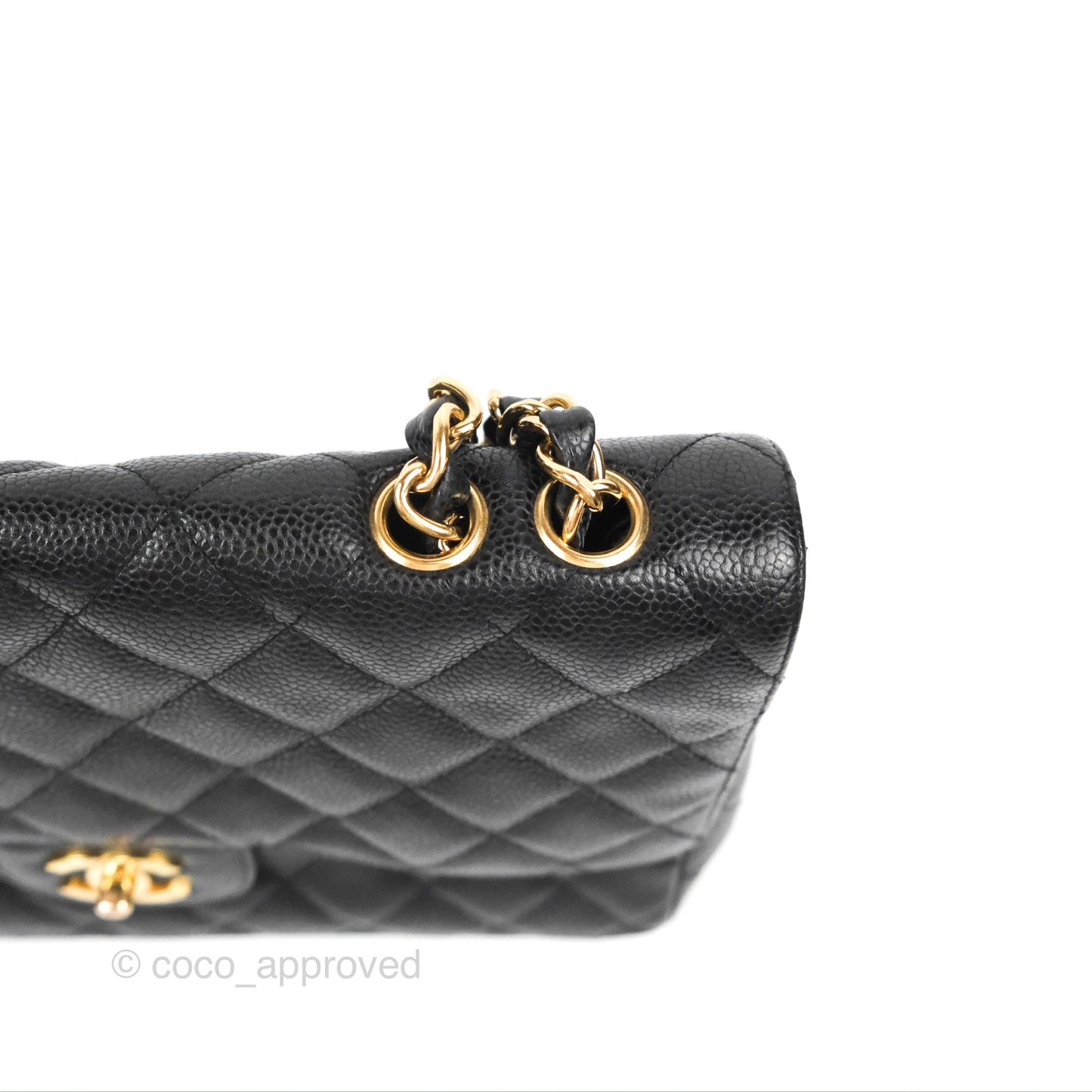 Chanel Jumbo Single Flap Black Caviar 24K Gold Hardware