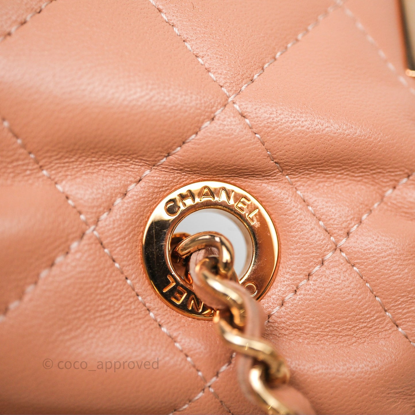 Chanel Quilted Frame Wallet On Chain WOC Beige Lambskin Rose Gold Hardware