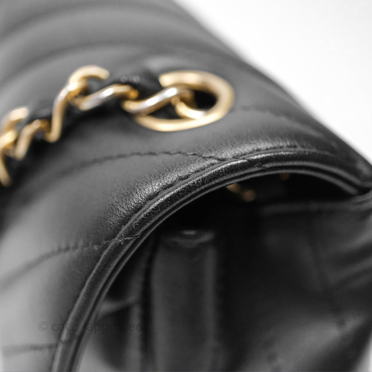 Chanel Mini Rectangular Chevron Black Lambskin Aged Gold Hardware