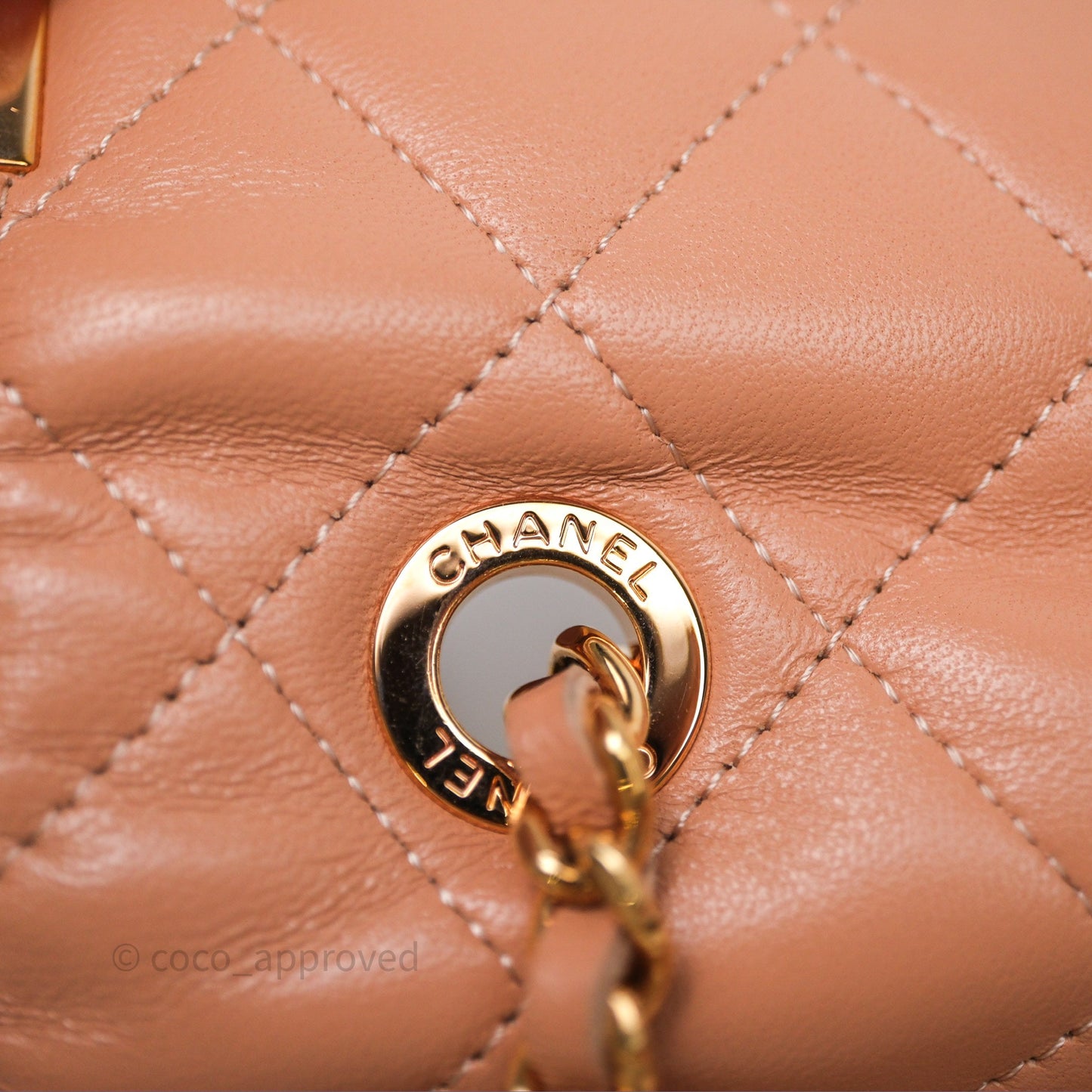 Chanel Quilted Frame Wallet On Chain WOC Beige Lambskin Rose Gold Hardware