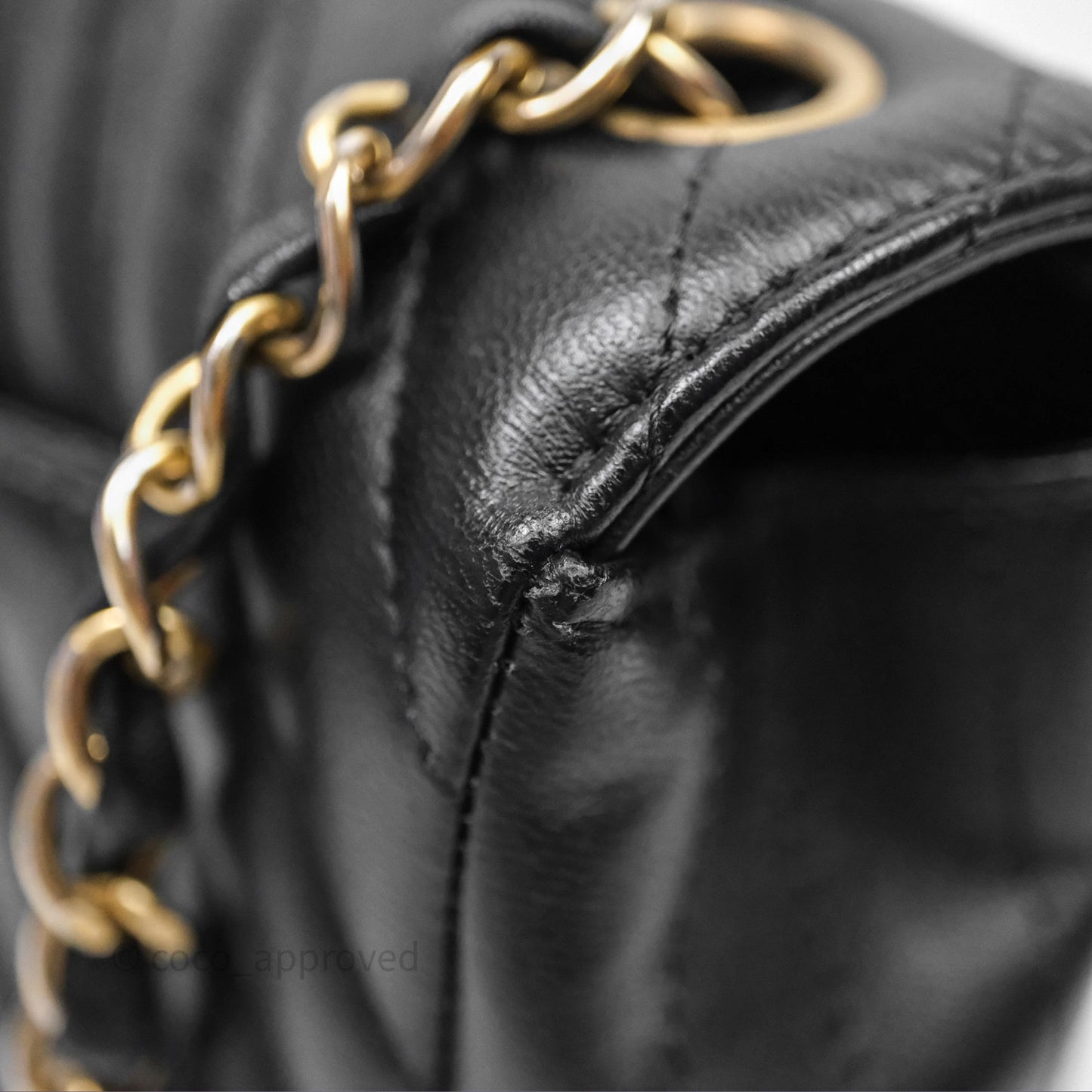 Chanel Mini Rectangular Chevron Black Lambskin Aged Gold Hardware