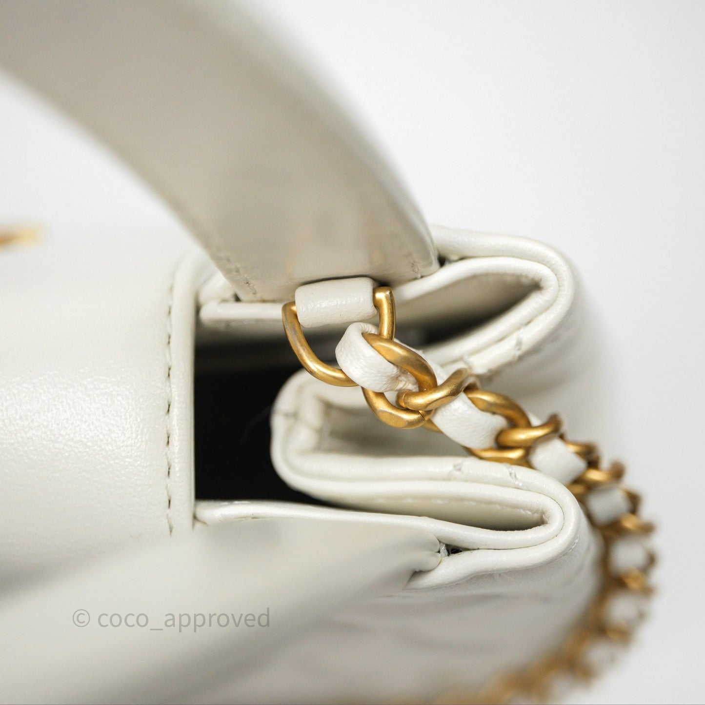 Chanel Kelly Bag Quilted White Calfskin Aged Gold Hardware