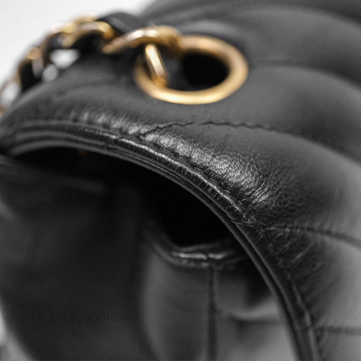 Chanel Mini Rectangular Chevron Black Lambskin Aged Gold Hardware