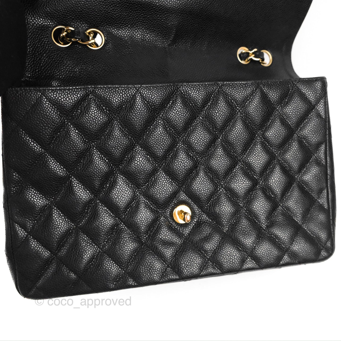 Chanel Jumbo Single Flap Black Caviar 24K Gold Hardware