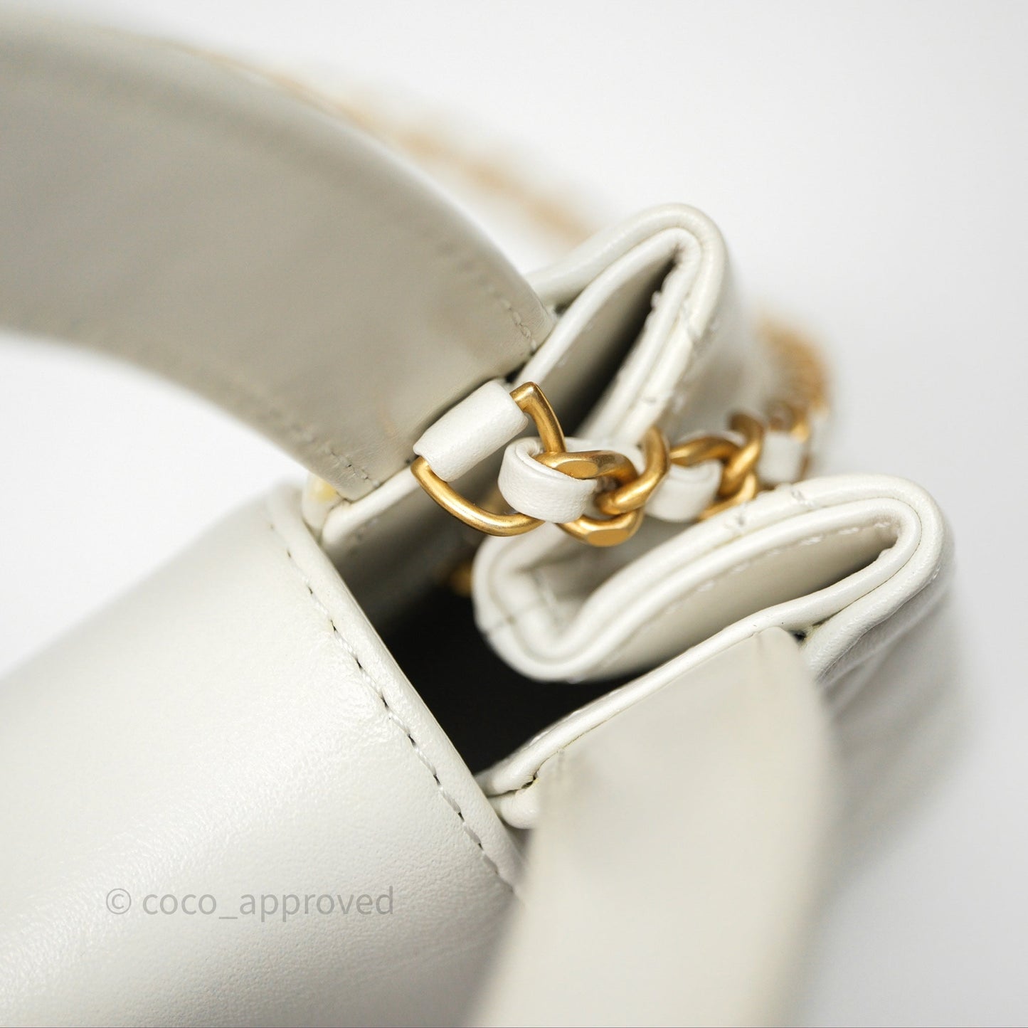 Chanel Kelly Bag Quilted White Calfskin Aged Gold Hardware