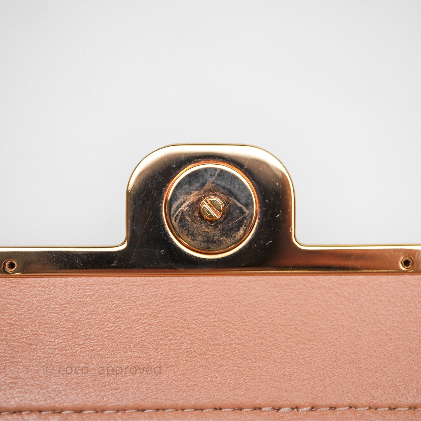 Chanel Quilted Frame Wallet On Chain WOC Beige Lambskin Rose Gold Hardware