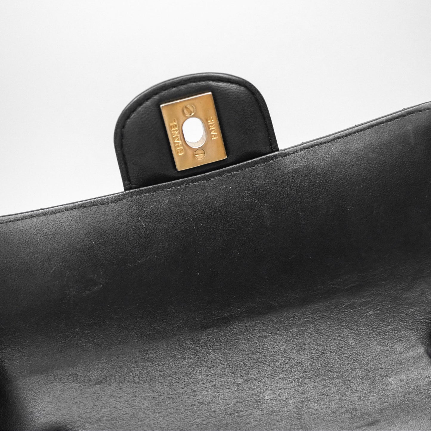 Chanel Mini Rectangular Chevron Black Lambskin Aged Gold Hardware