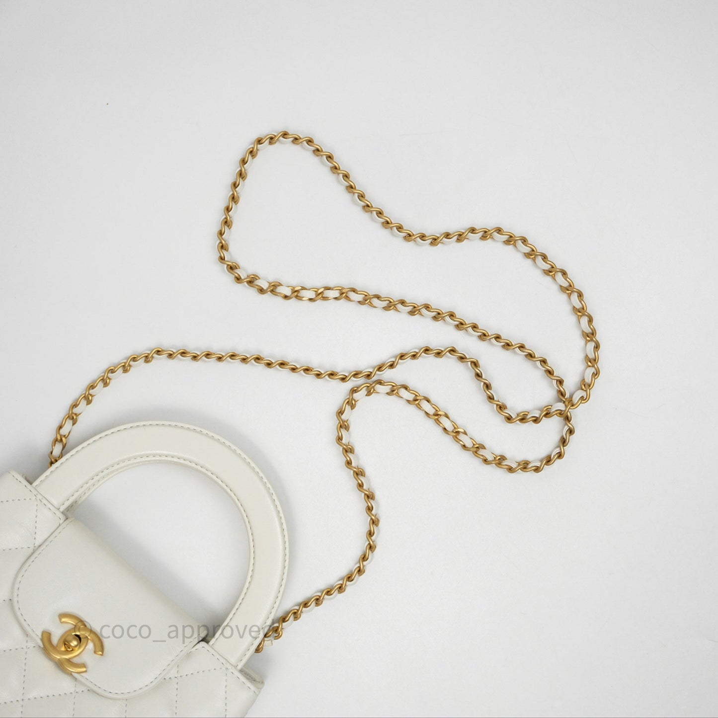 Chanel Kelly Bag Quilted White Calfskin Aged Gold Hardware
