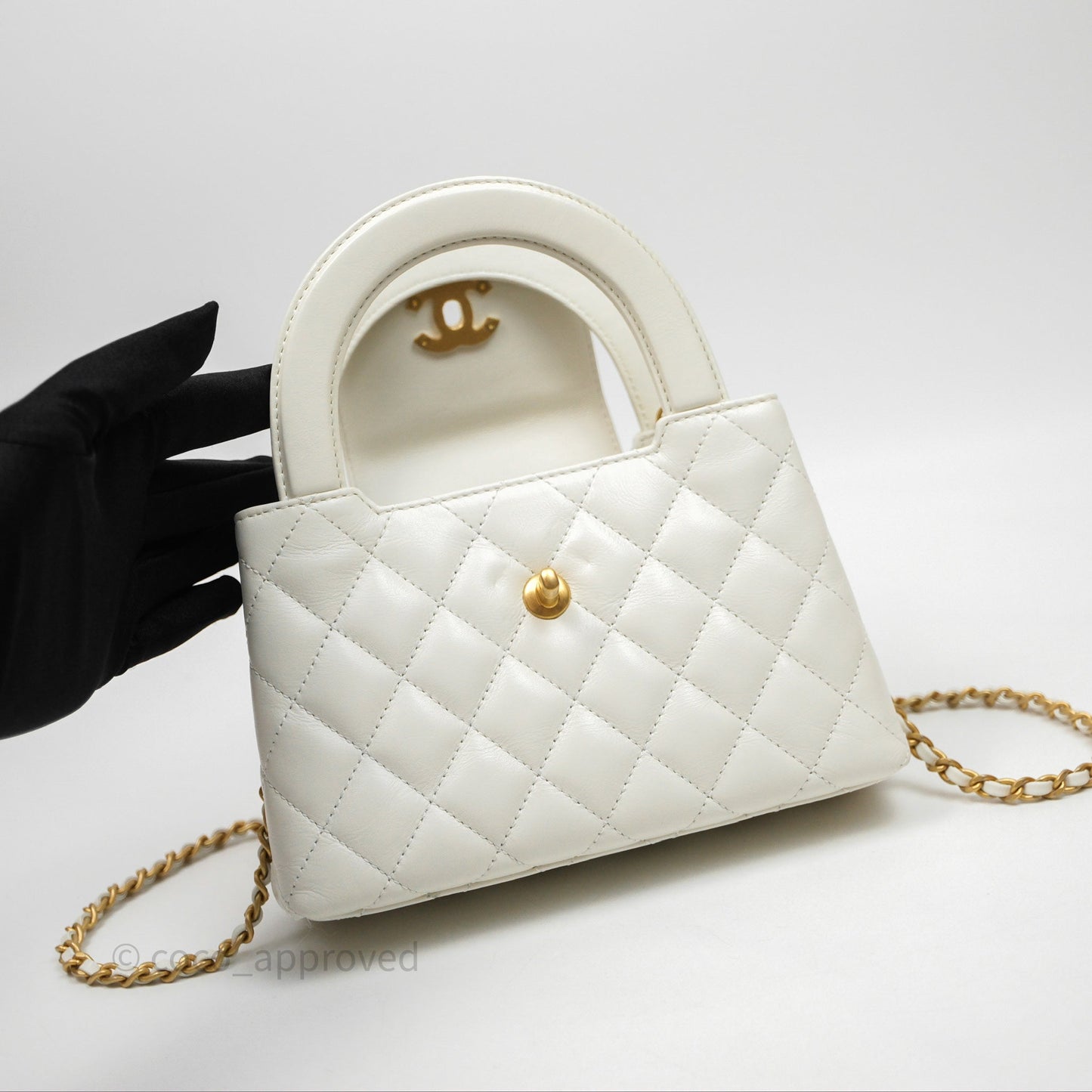 Chanel Kelly Bag Quilted White Calfskin Aged Gold Hardware