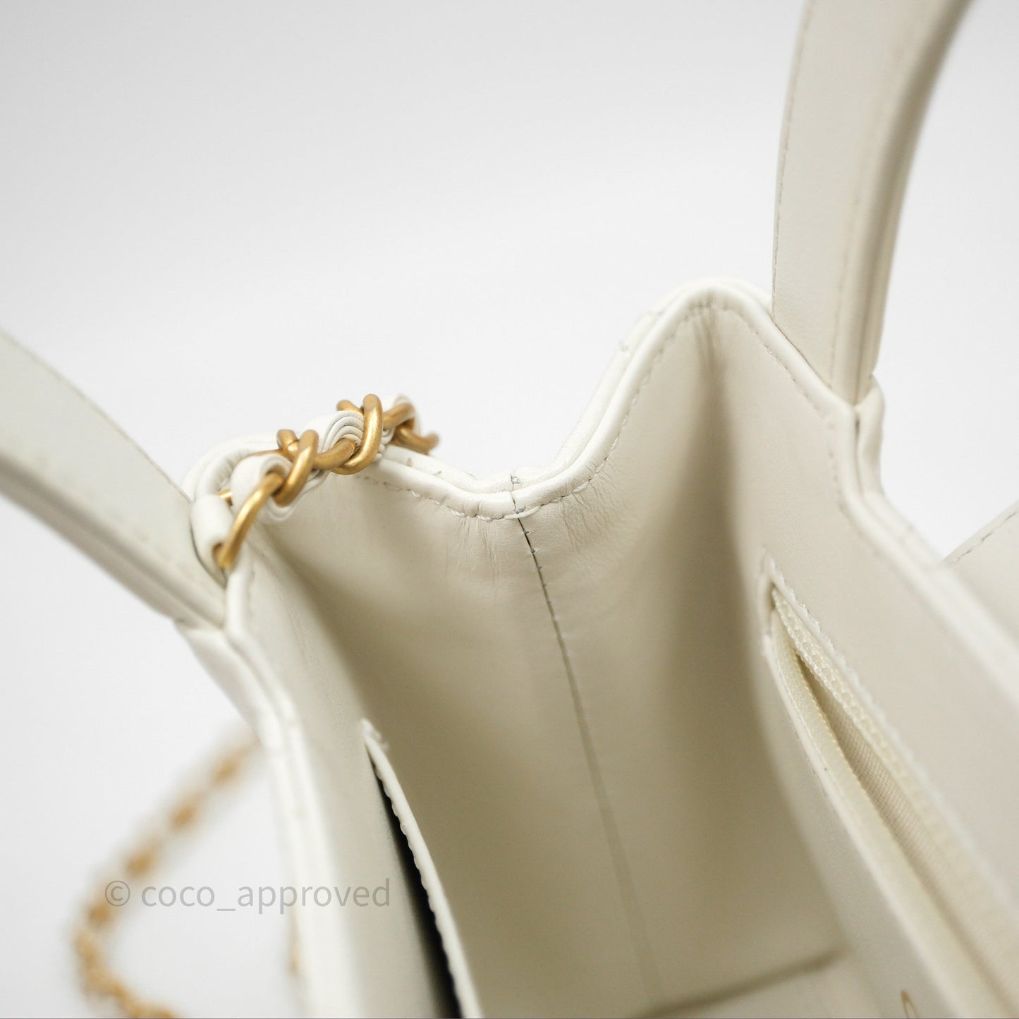 Chanel Kelly Bag Quilted White Calfskin Aged Gold Hardware