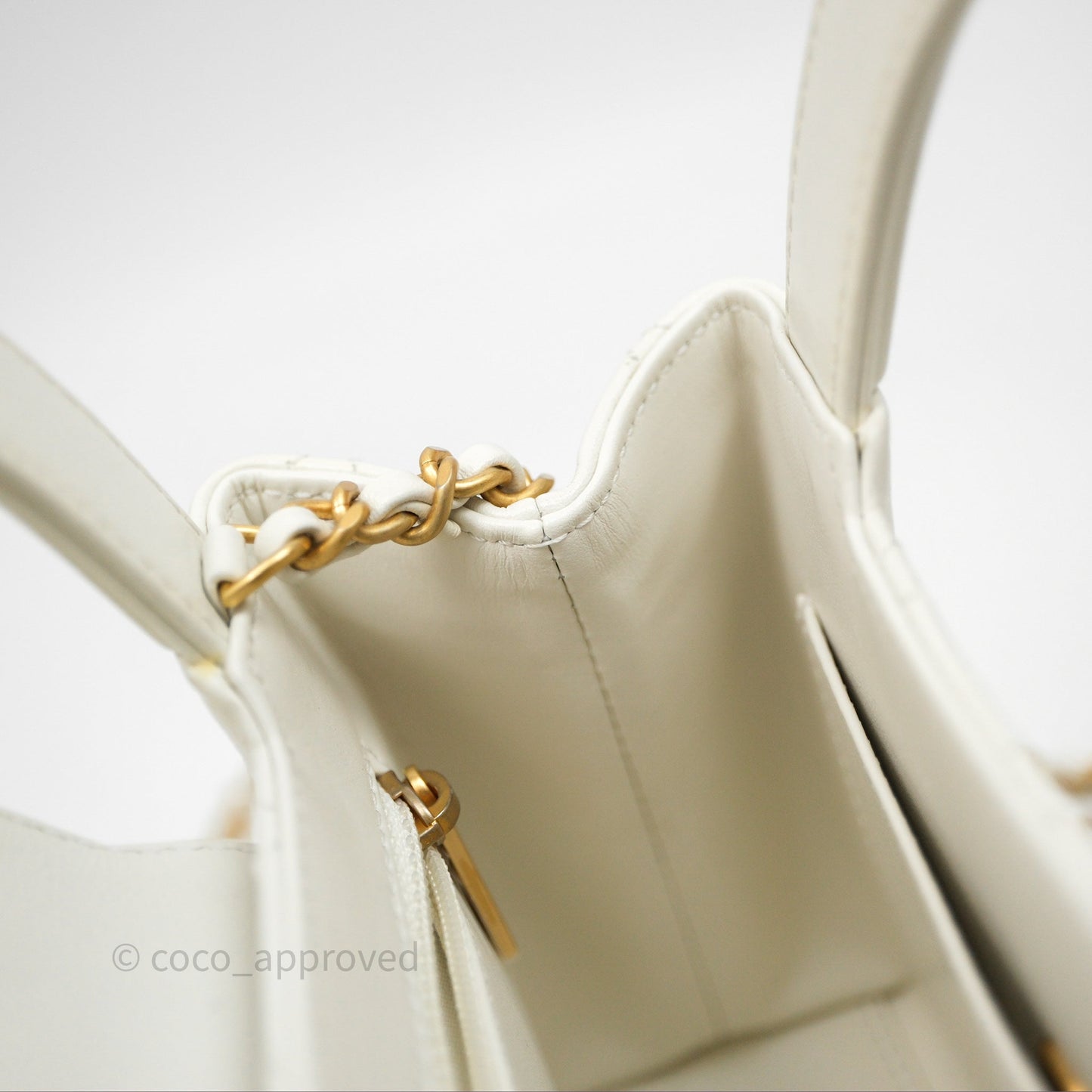 Chanel Kelly Bag Quilted White Calfskin Aged Gold Hardware