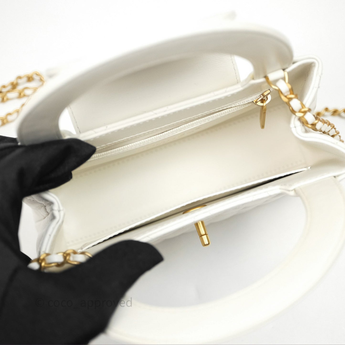 Chanel Kelly Bag Quilted White Calfskin Aged Gold Hardware