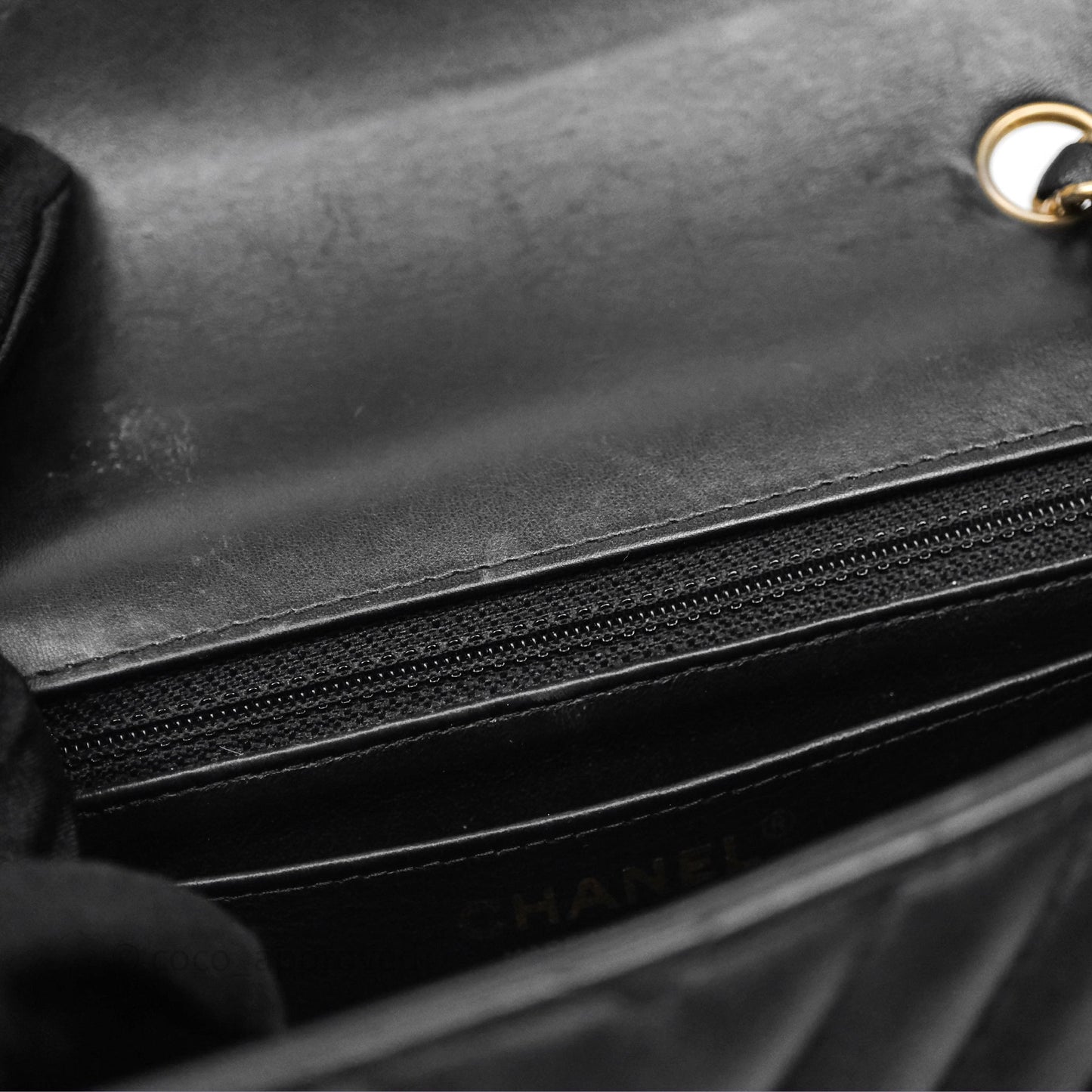 Chanel Mini Rectangular Chevron Black Lambskin Aged Gold Hardware