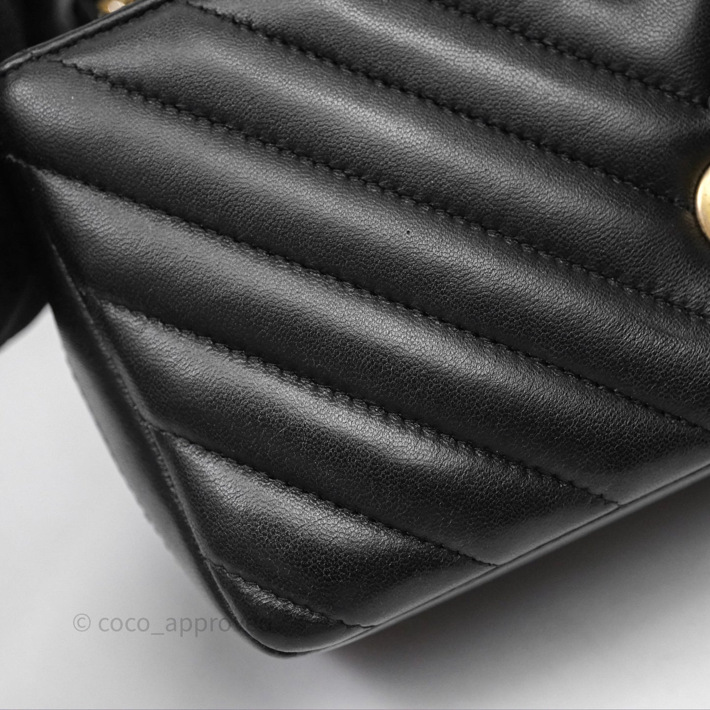 Chanel Mini Rectangular Chevron Black Lambskin Aged Gold Hardware