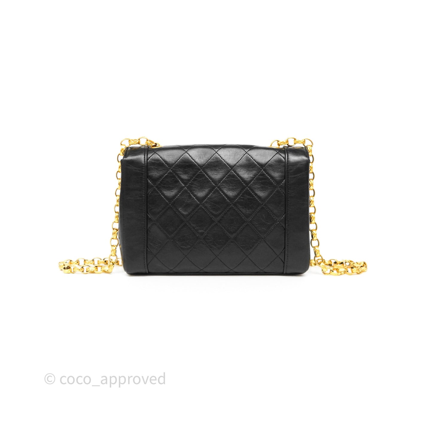 Chanel Vintage Small Diana Flap Black Lambskin 24K Gold Hardware