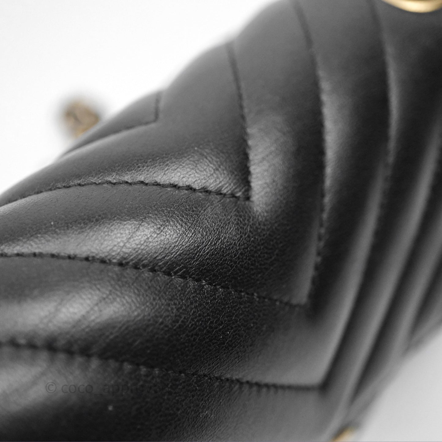 Chanel Mini Rectangular Chevron Black Lambskin Aged Gold Hardware