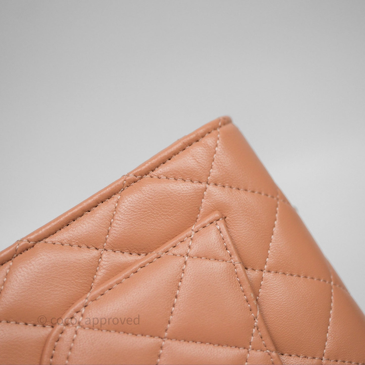 Chanel Quilted Frame Wallet On Chain WOC Beige Lambskin Rose Gold Hardware