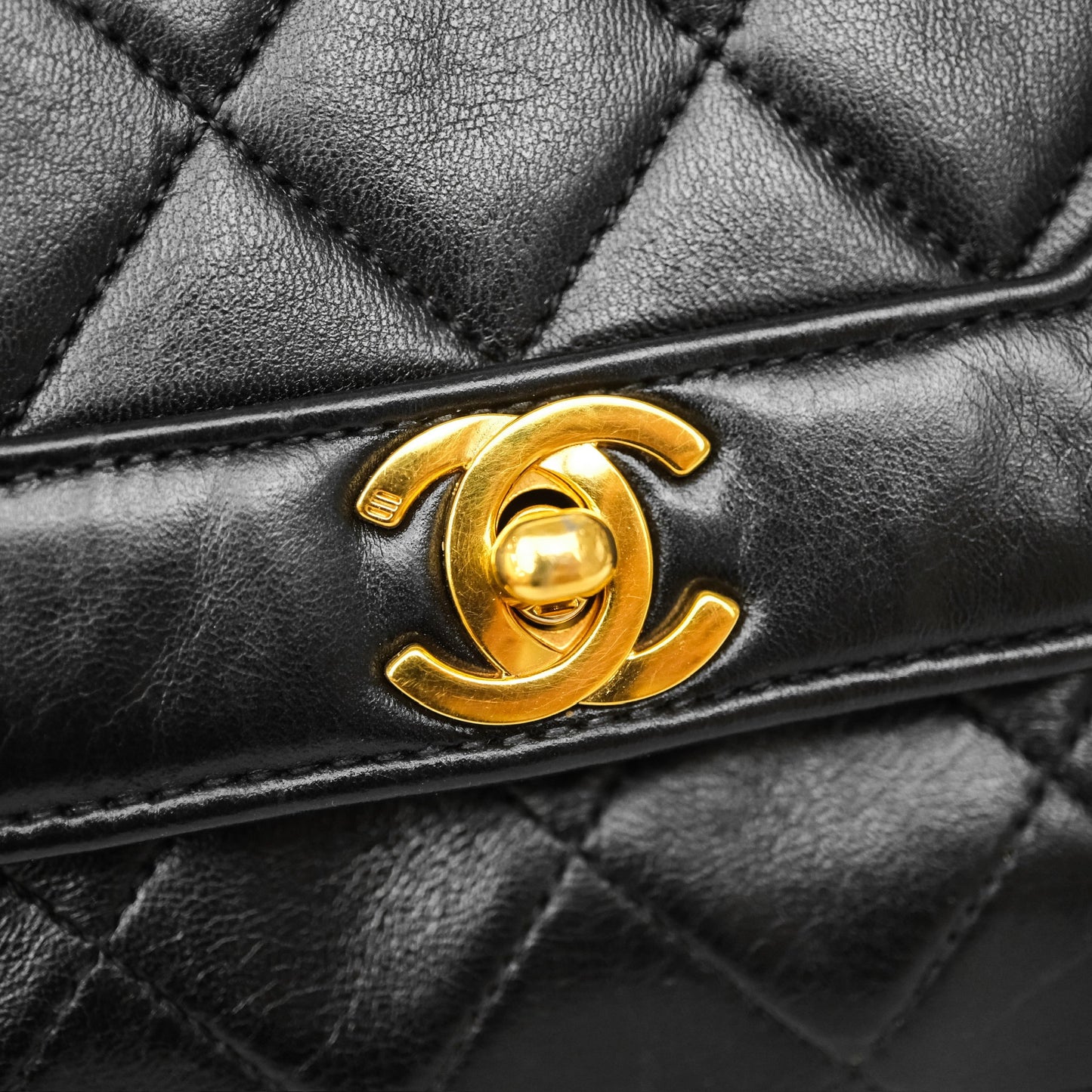 Chanel Vintage Small Diana Flap Black Lambskin 24K Gold Hardware