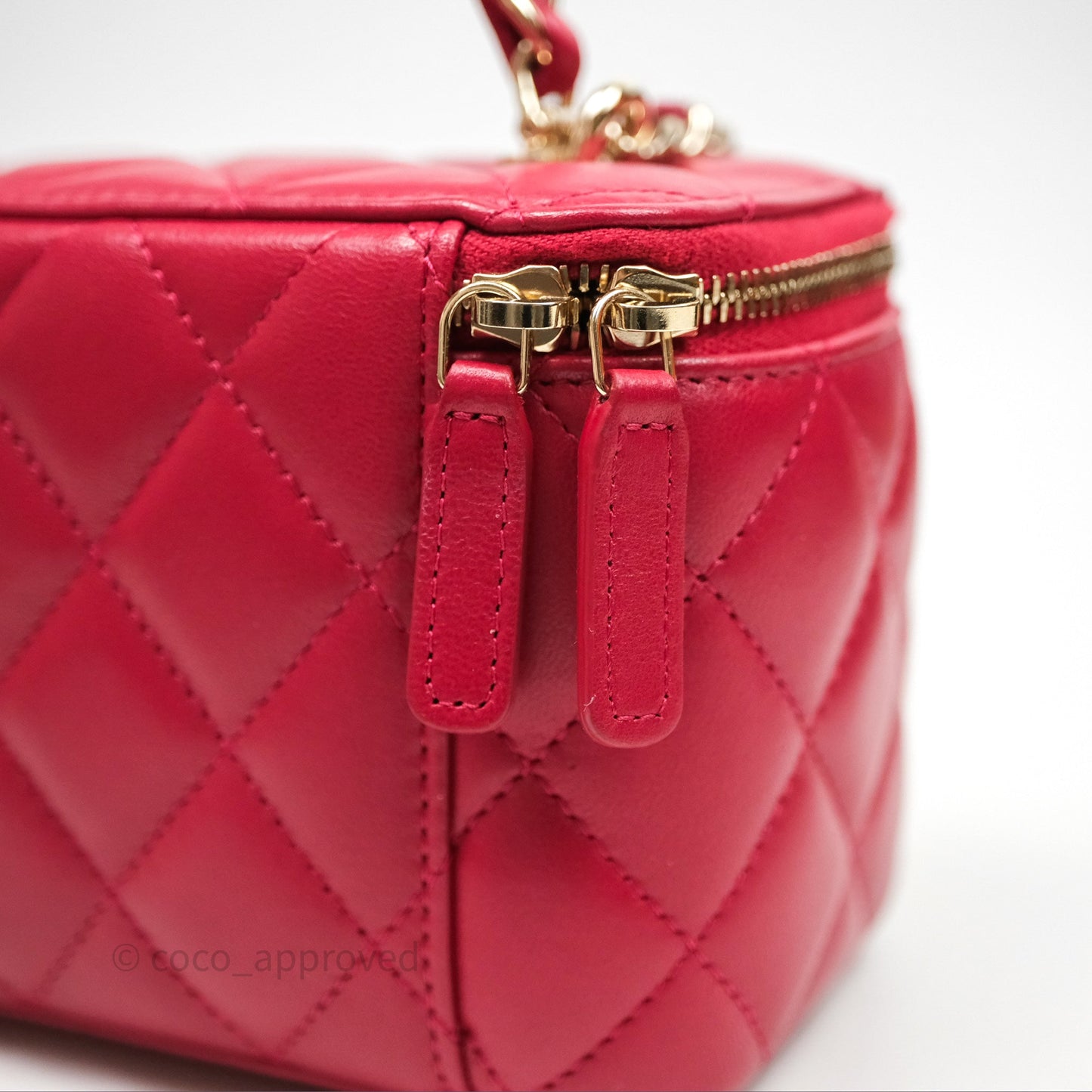 Chanel Logo Top Handle Vanity Rectangular Red Light Gold Hardware