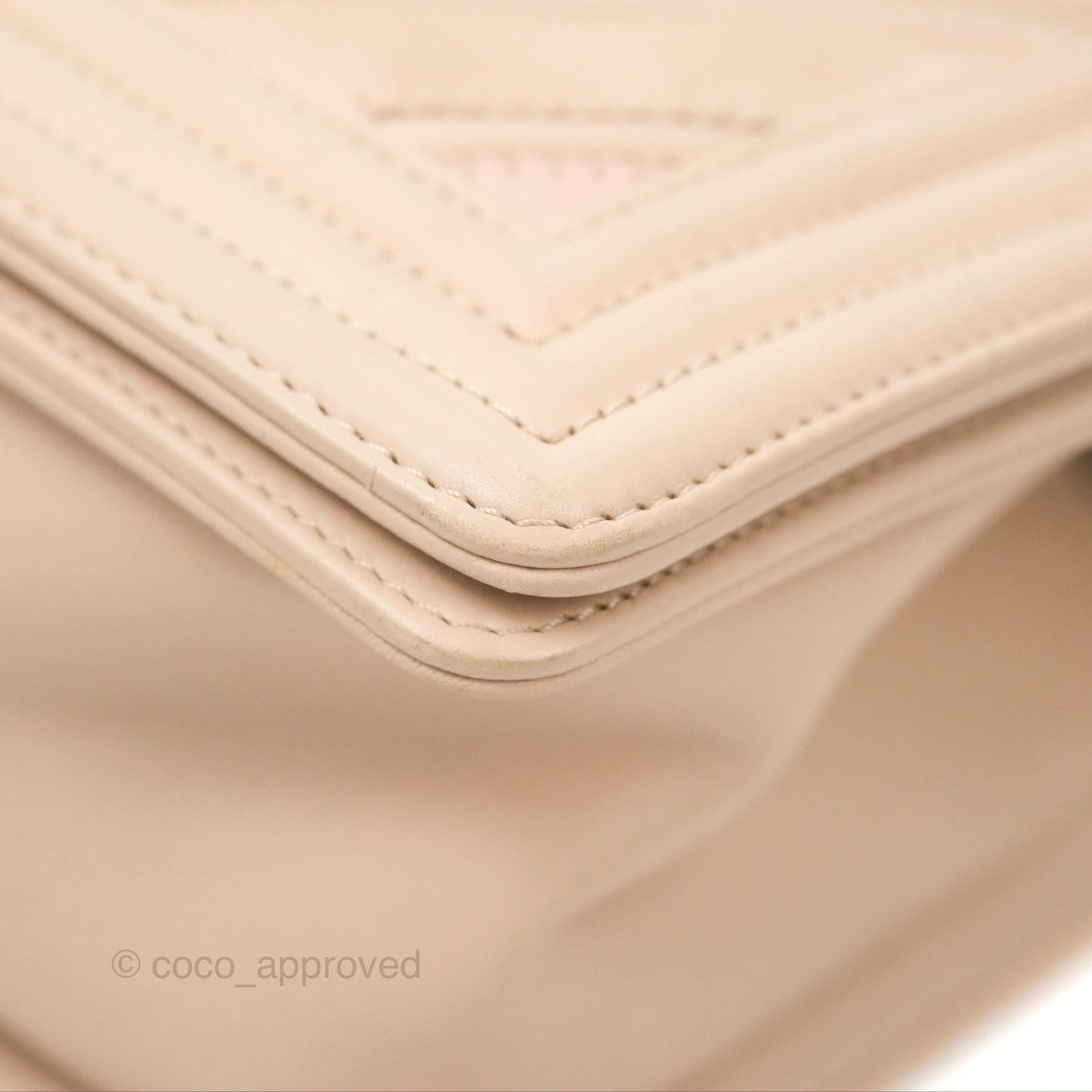 Chanel Chevron Medium Boy Beige Pink Suede Calfskin Aged Gold Hardware