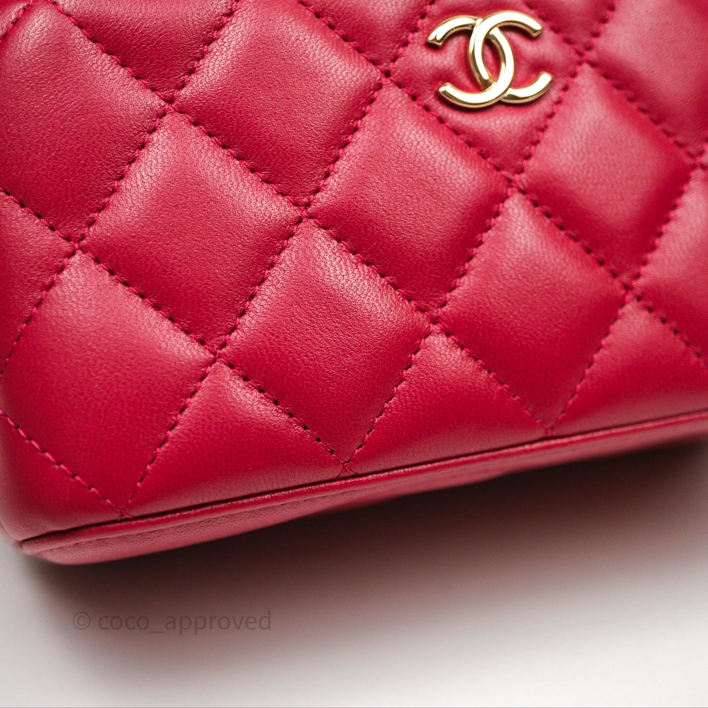 Chanel Logo Top Handle Vanity Rectangular Red Light Gold Hardware