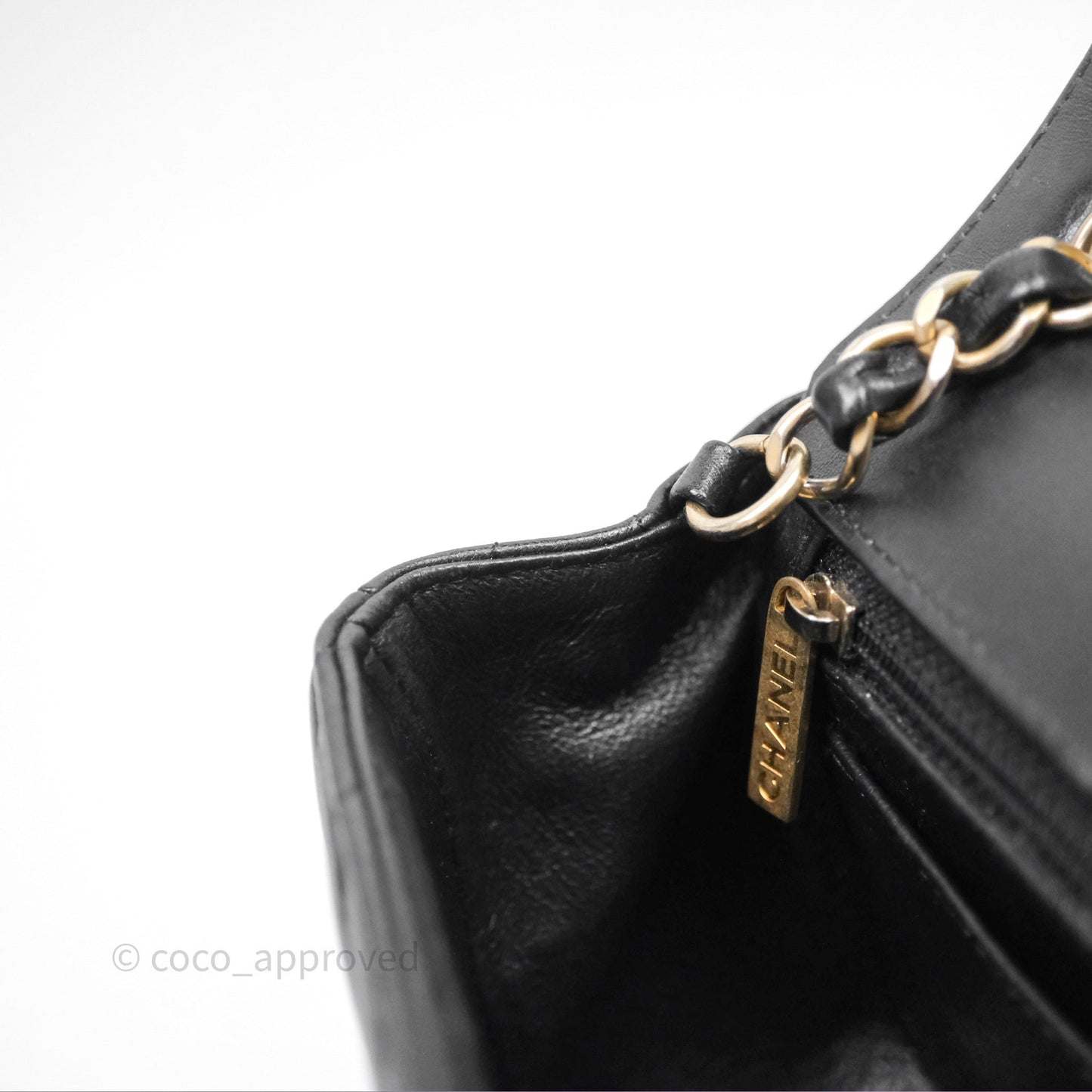 Chanel Mini Rectangular Chevron Black Lambskin Aged Gold Hardware