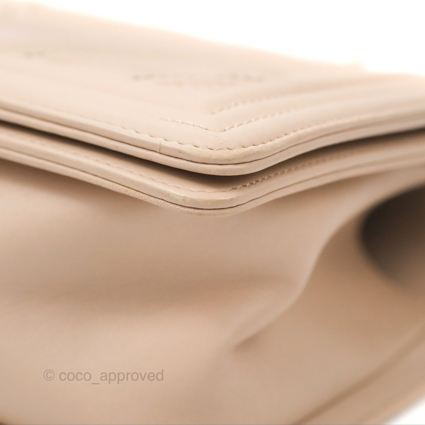 Chanel Chevron Medium Boy Beige Pink Suede Calfskin Aged Gold Hardware